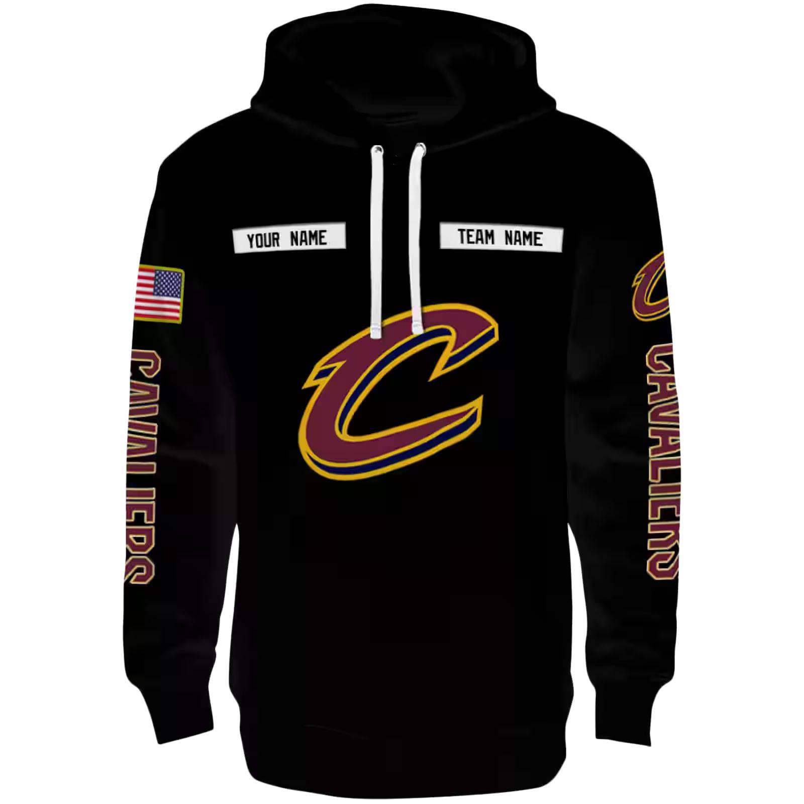 Customized Cleveland Cavaliers Punisher Skull Black Hoodie