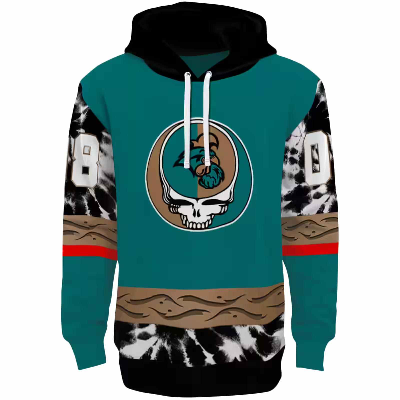 Customized Coastal Carolina Chanticleers Grateful Vibes Green Hoodie