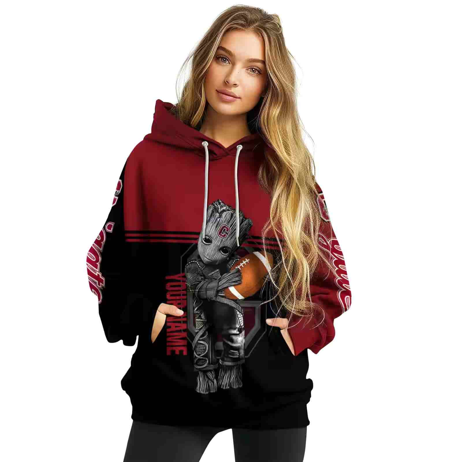 customized colgate raiders baby groot maroon black hoodie high quality