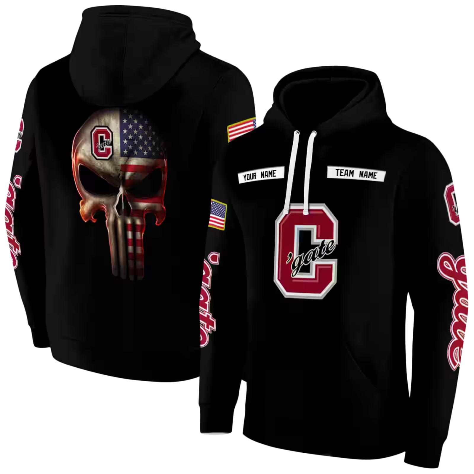 customized colgate raiders punisher skull black hoodie fashion forward