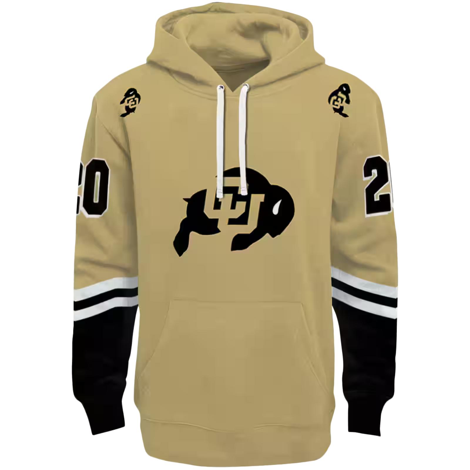 Customized Colorado Buffaloes Striped Sleeves Gold Hoodie