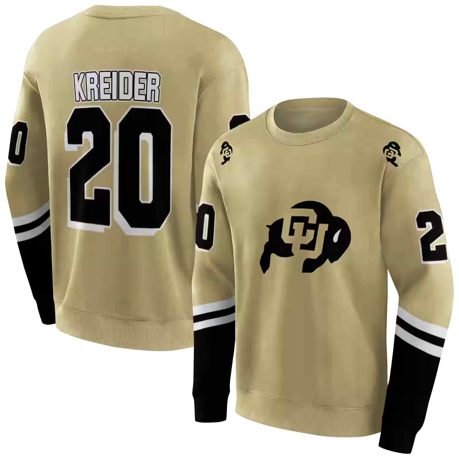 customized colorado buffaloes striped sleeves gold hoodie premium grade