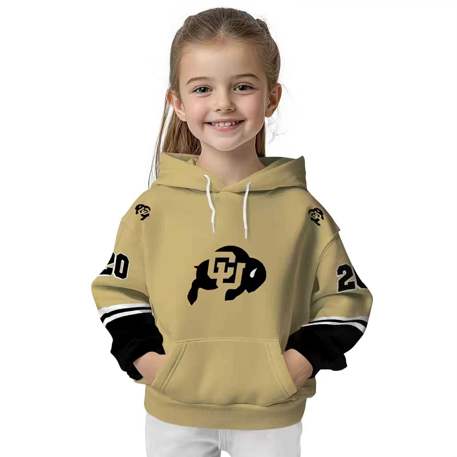 customized colorado buffaloes striped sleeves gold hoodie top rated