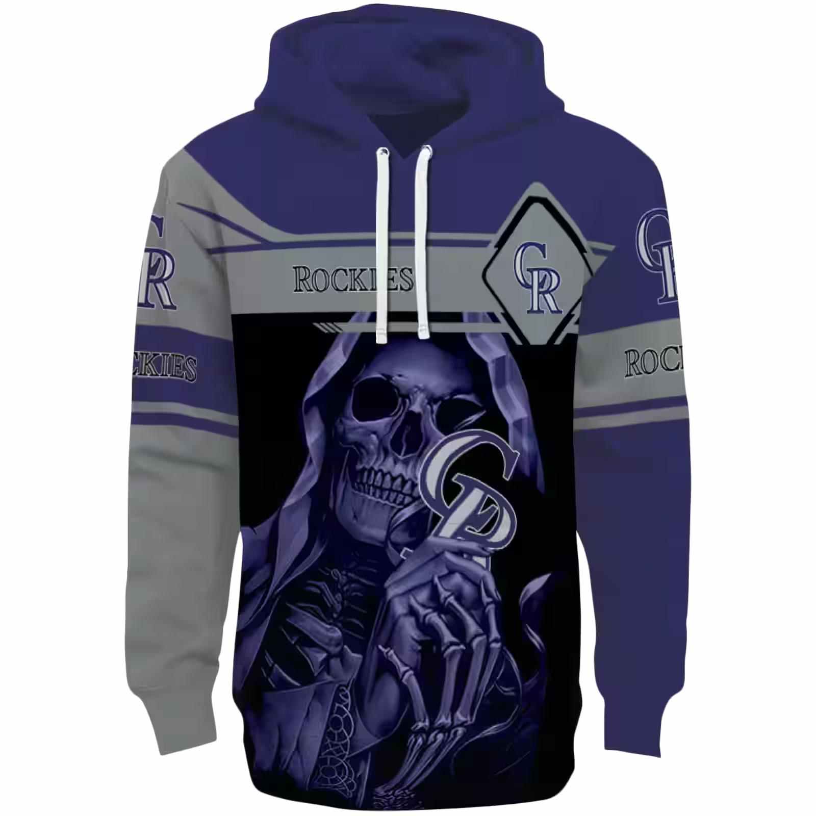 Customized Colorado Rockies Grim Reaper Blue Black Hoodie