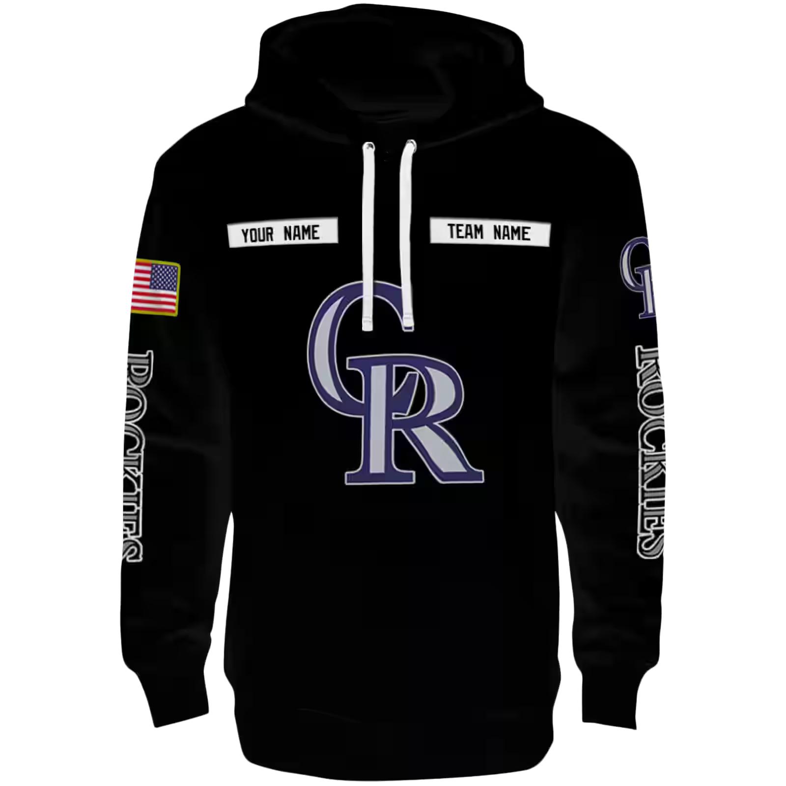 Customized Colorado Rockies Punisher Skull Black Hoodie