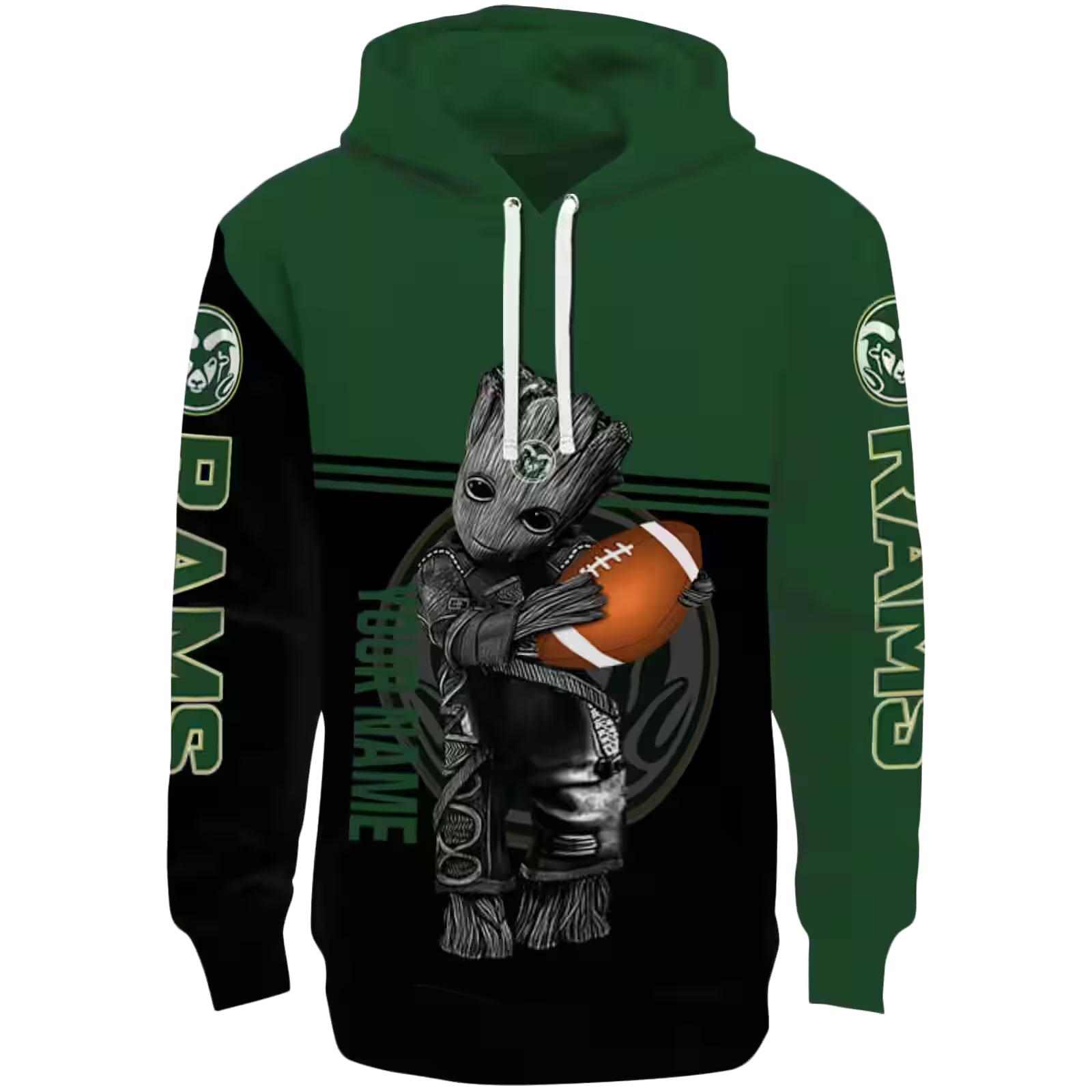 Customized Colorado State Rams Baby Groot Green Black Hoodie