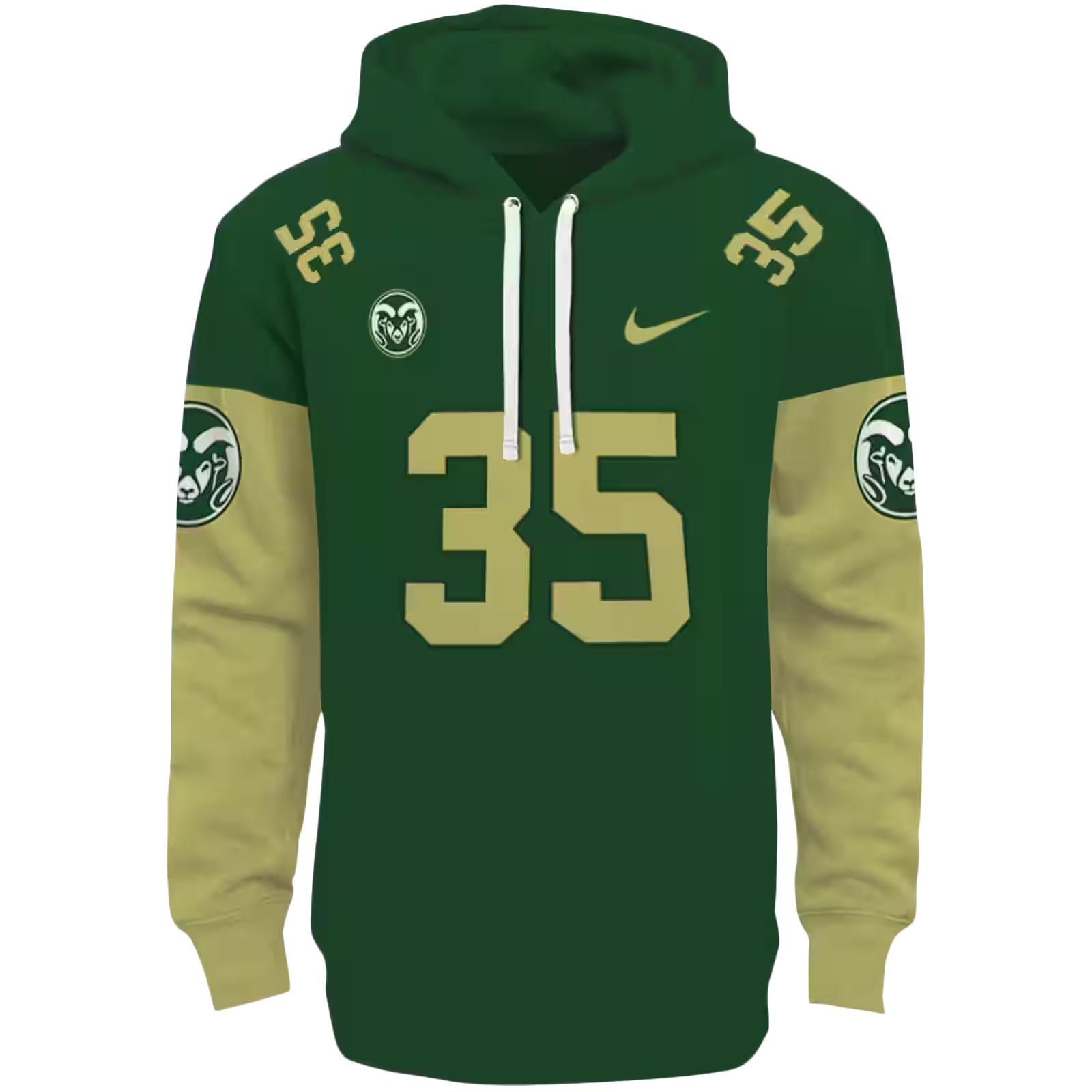 Customized Colorado State Rams Minimal Design Green Hoodie