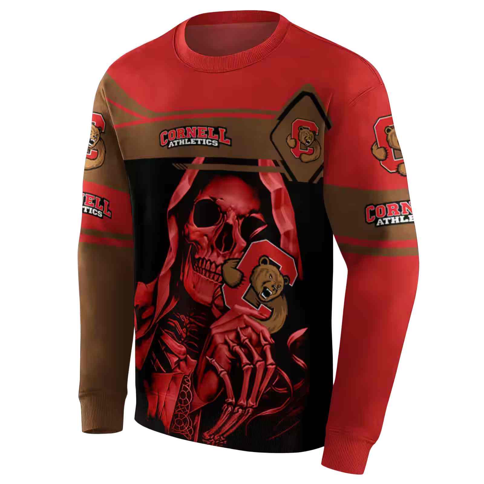 customized cornell big red grim reaper red black hoodie new arrival