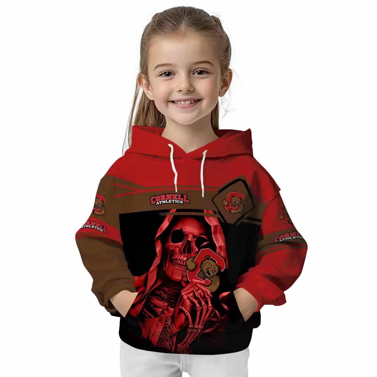 customized cornell big red grim reaper red black hoodie top rated