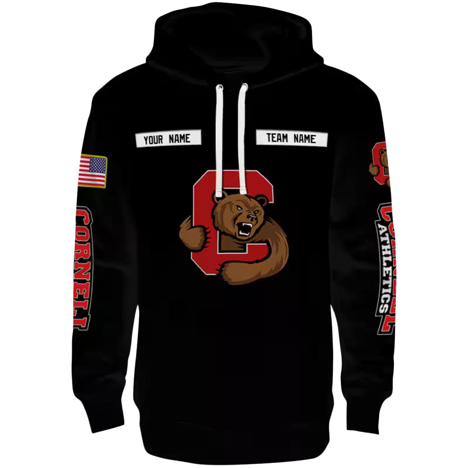 Customized Cornell Big Red Punisher Skull Black Hoodie