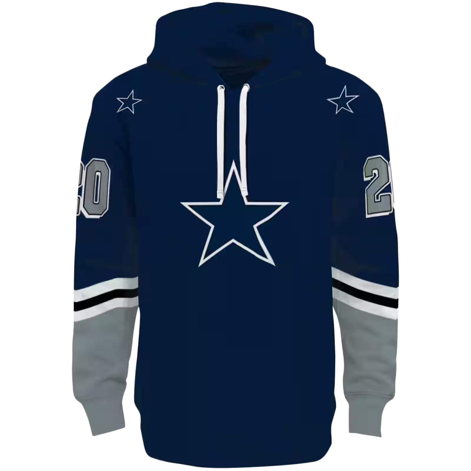 Customized Dallas Cowboys Striped Sleeves Blue Hoodie