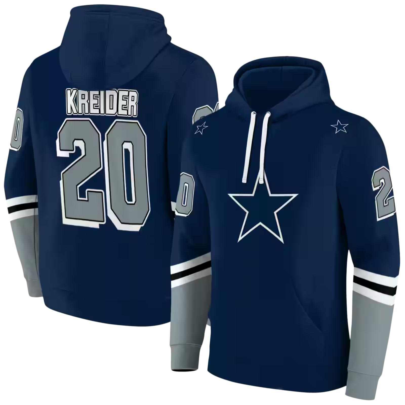 customized dallas cowboys striped sleeves blue hoodie fashion forward