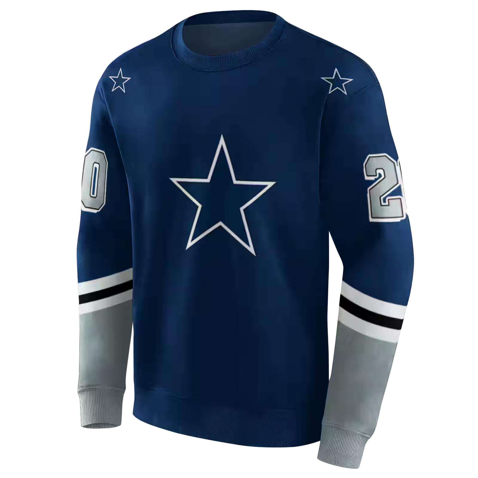 customized dallas cowboys striped sleeves blue hoodie new arrival