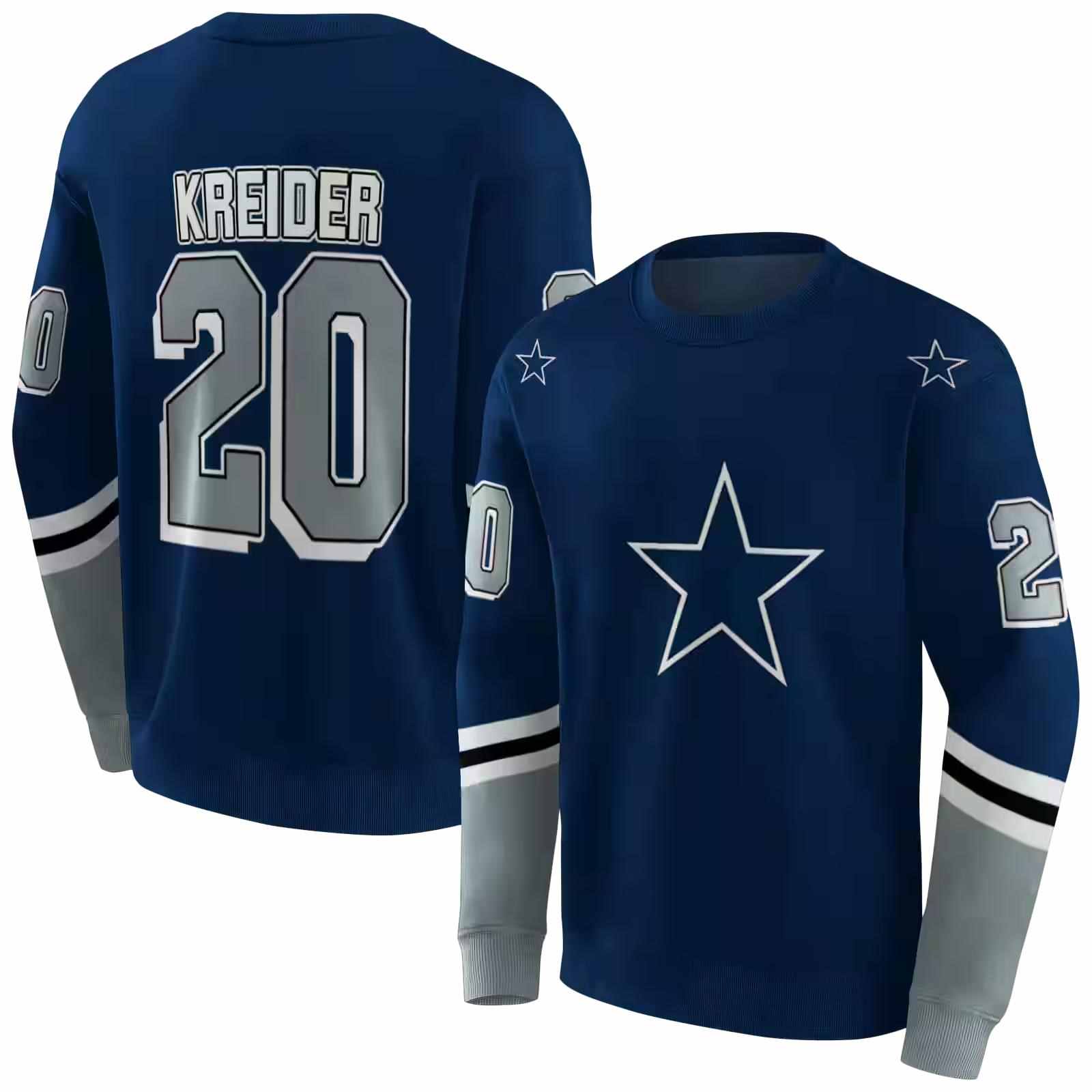 customized dallas cowboys striped sleeves blue hoodie premium grade