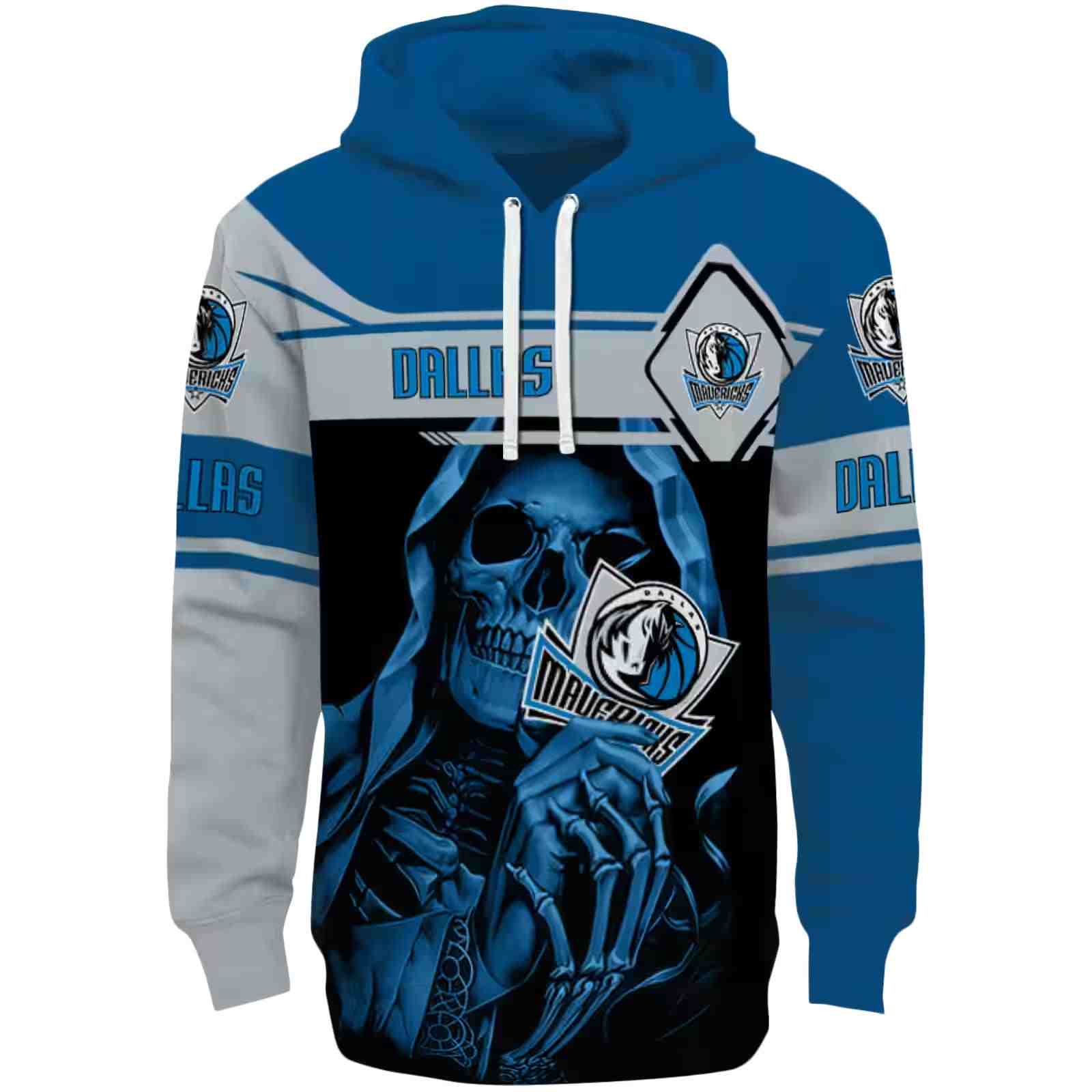 Customized Dallas Mavericks Grim Reaper Blue Black Hoodie