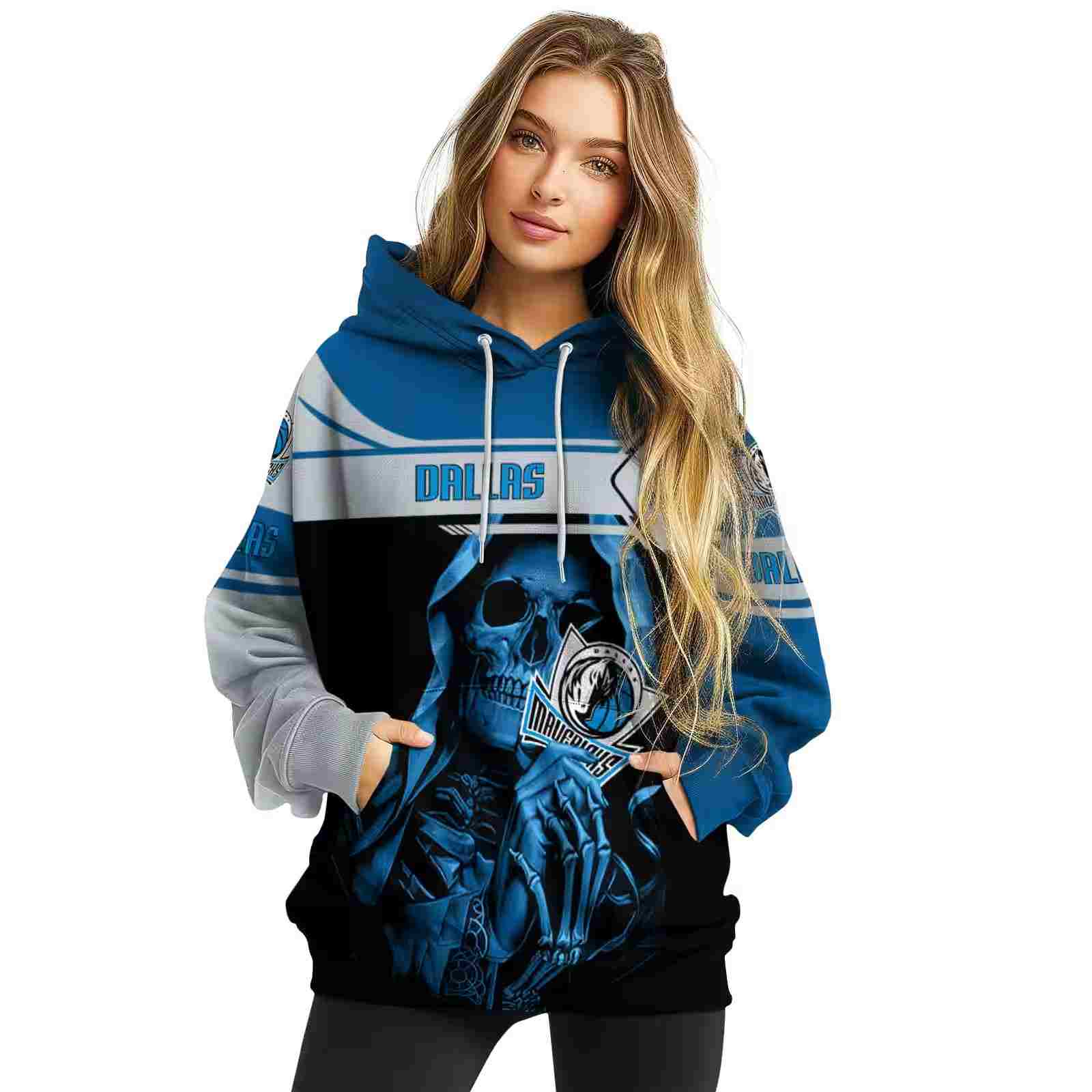 customized dallas mavericks grim reaper blue black hoodie high quality