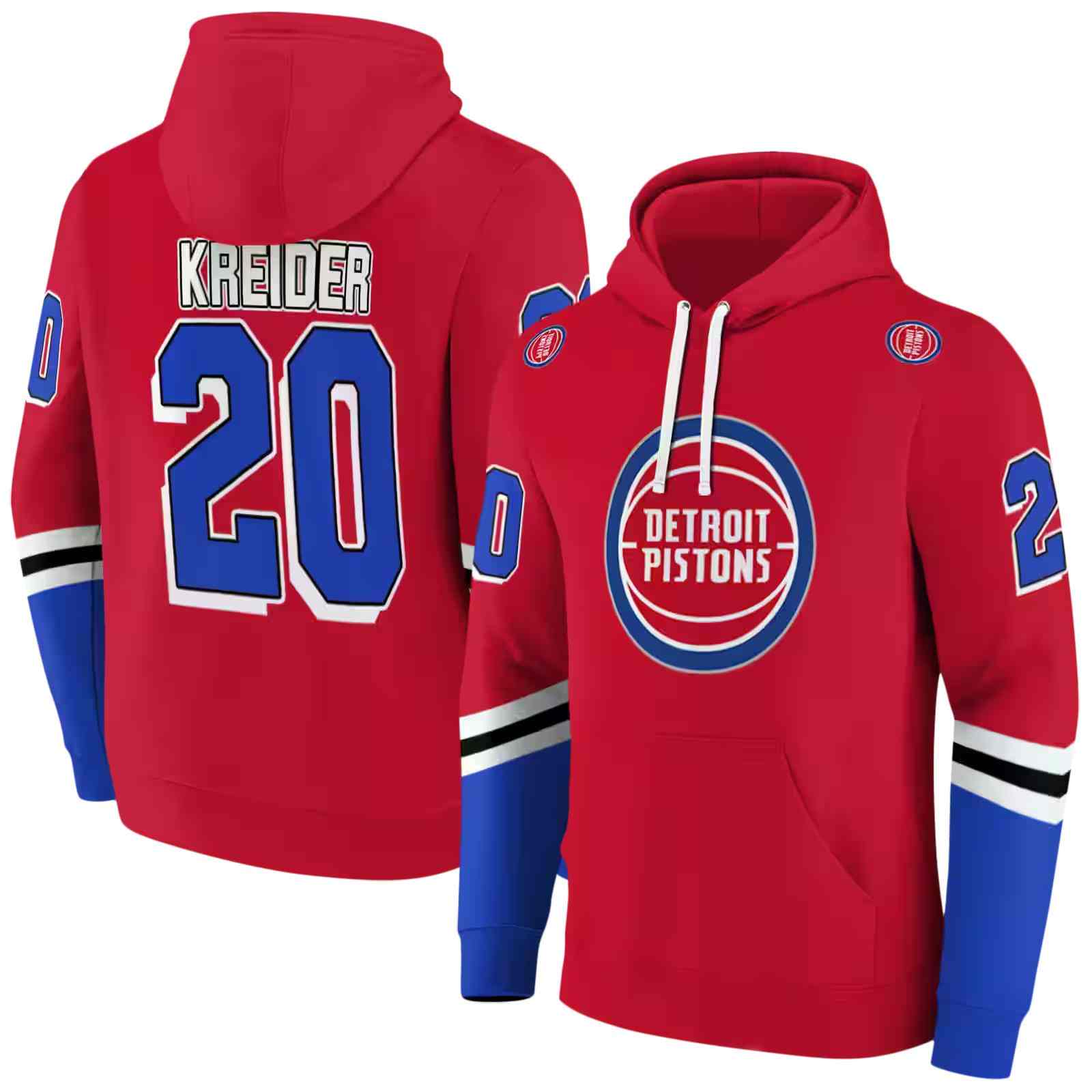 customized detroit pistons striped sleeves red hoodie fashion forward