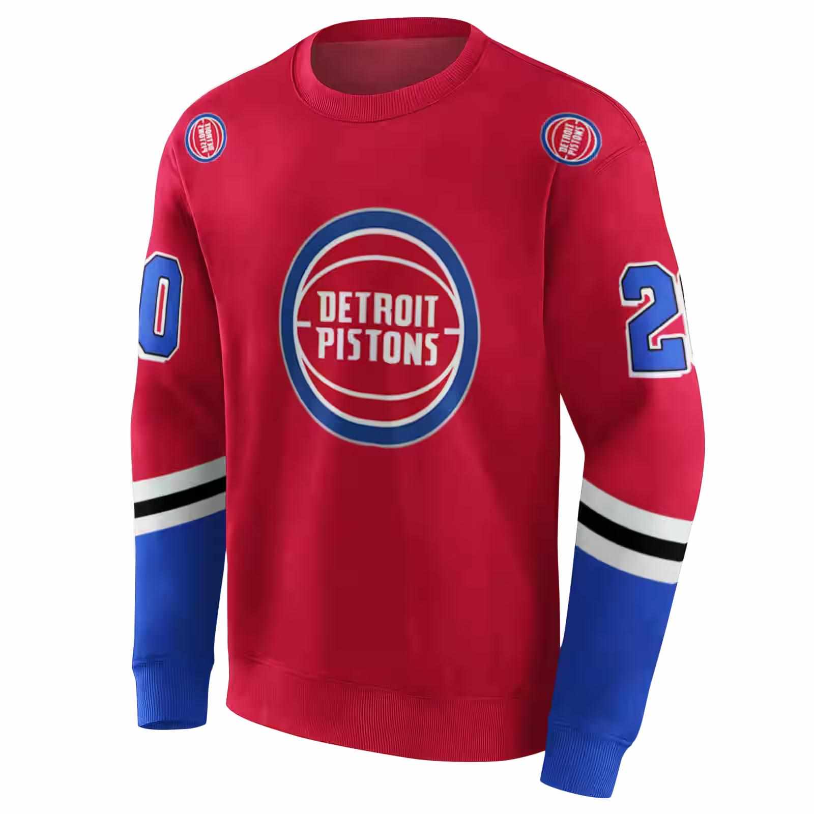 customized detroit pistons striped sleeves red hoodie new arrival