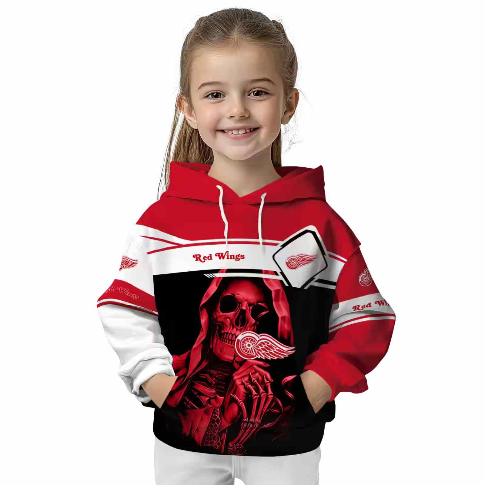 customized detroit red wings grim reaper red black hoodie top rated