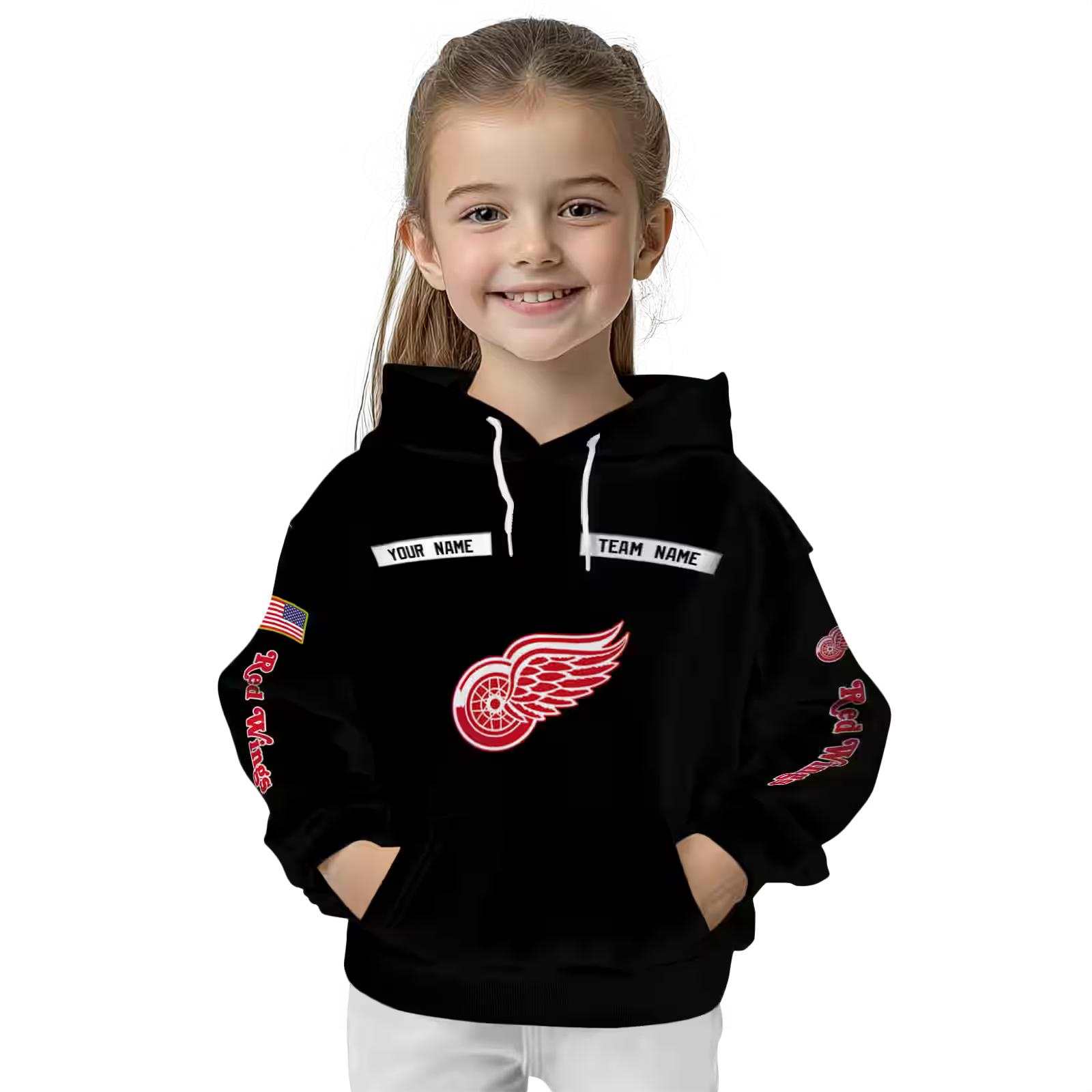 customized detroit red wings punisher skull black hoodie top rated