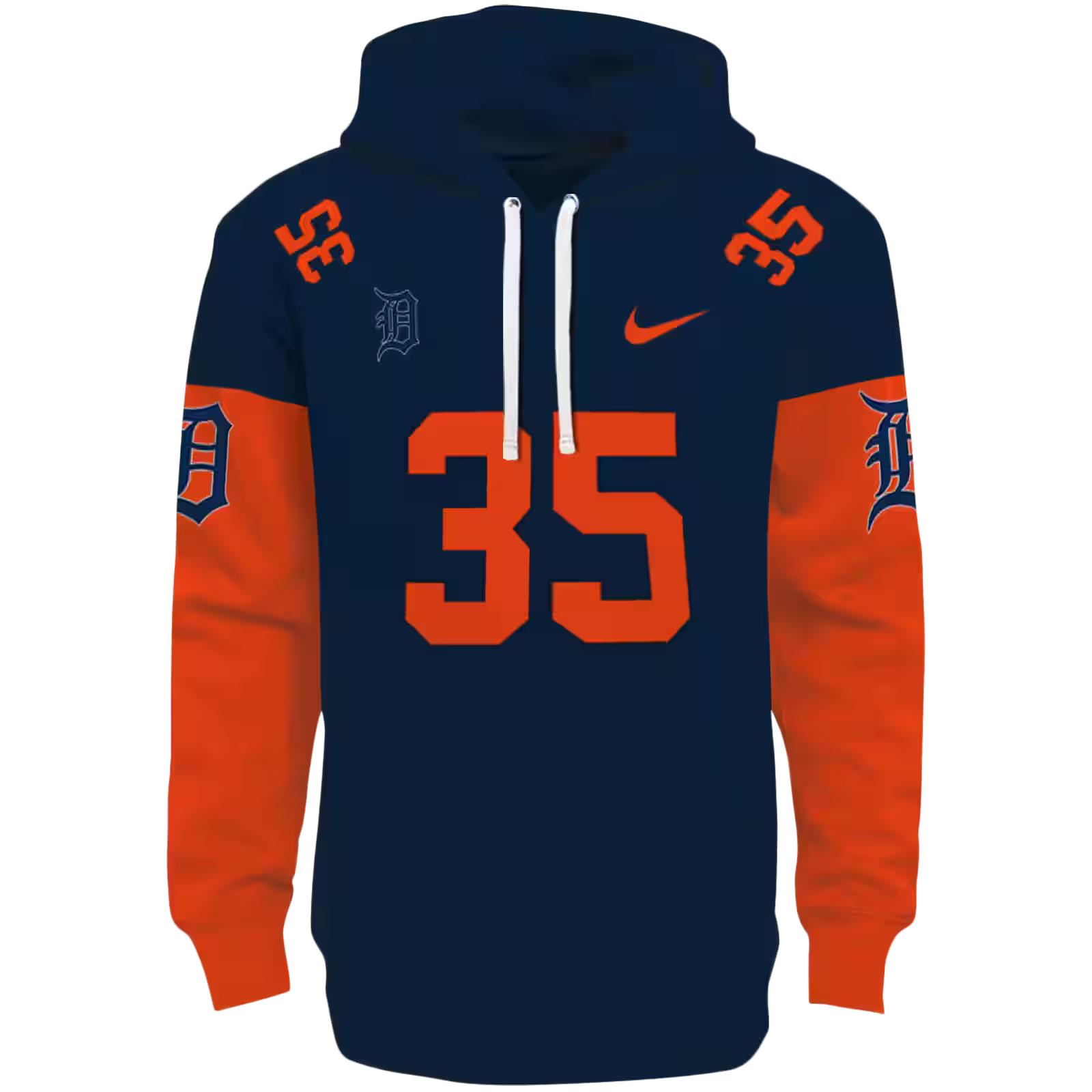 Customized Detroit Tigers Minimal Design Navy Hoodie