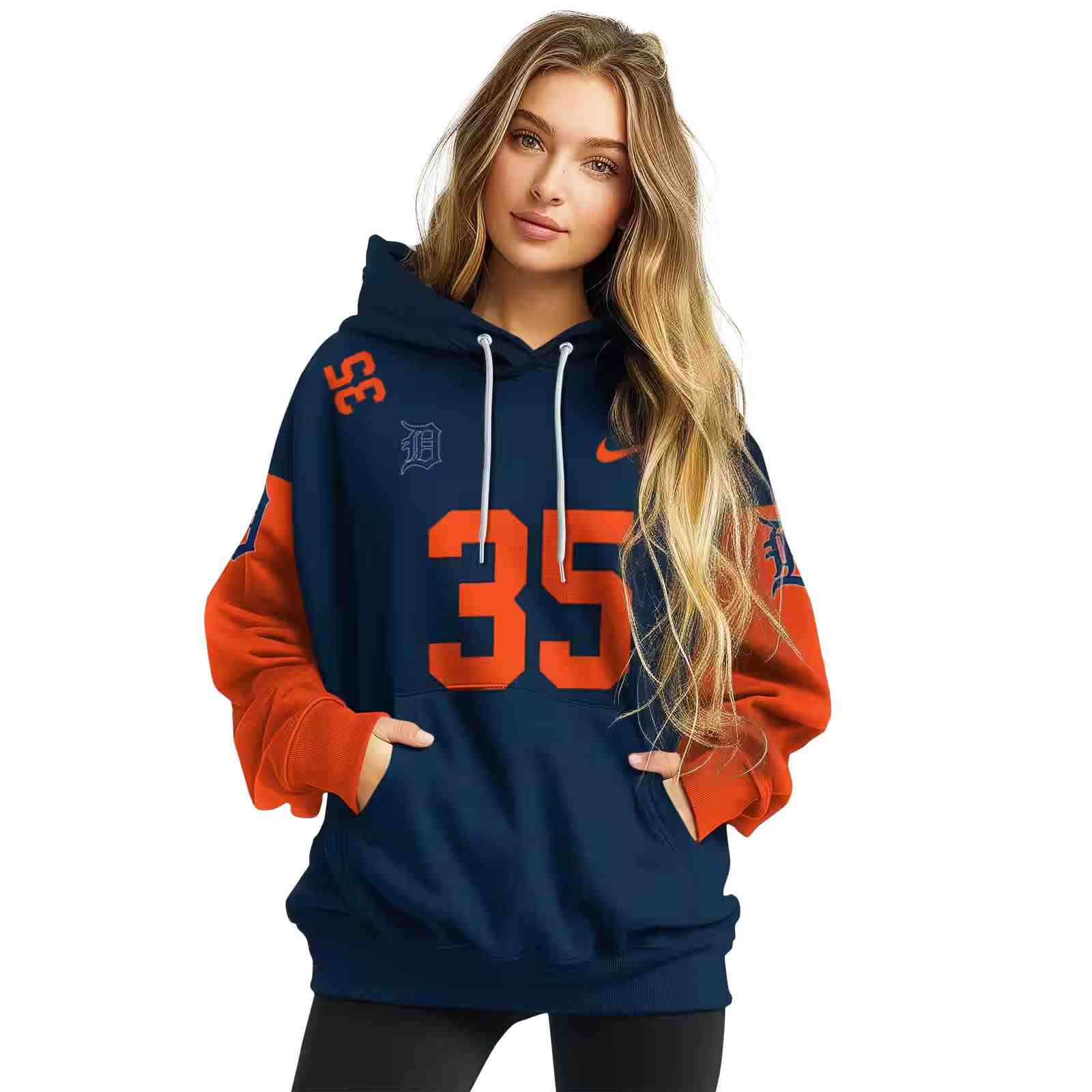 customized detroit tigers minimal design navy hoodie high quality