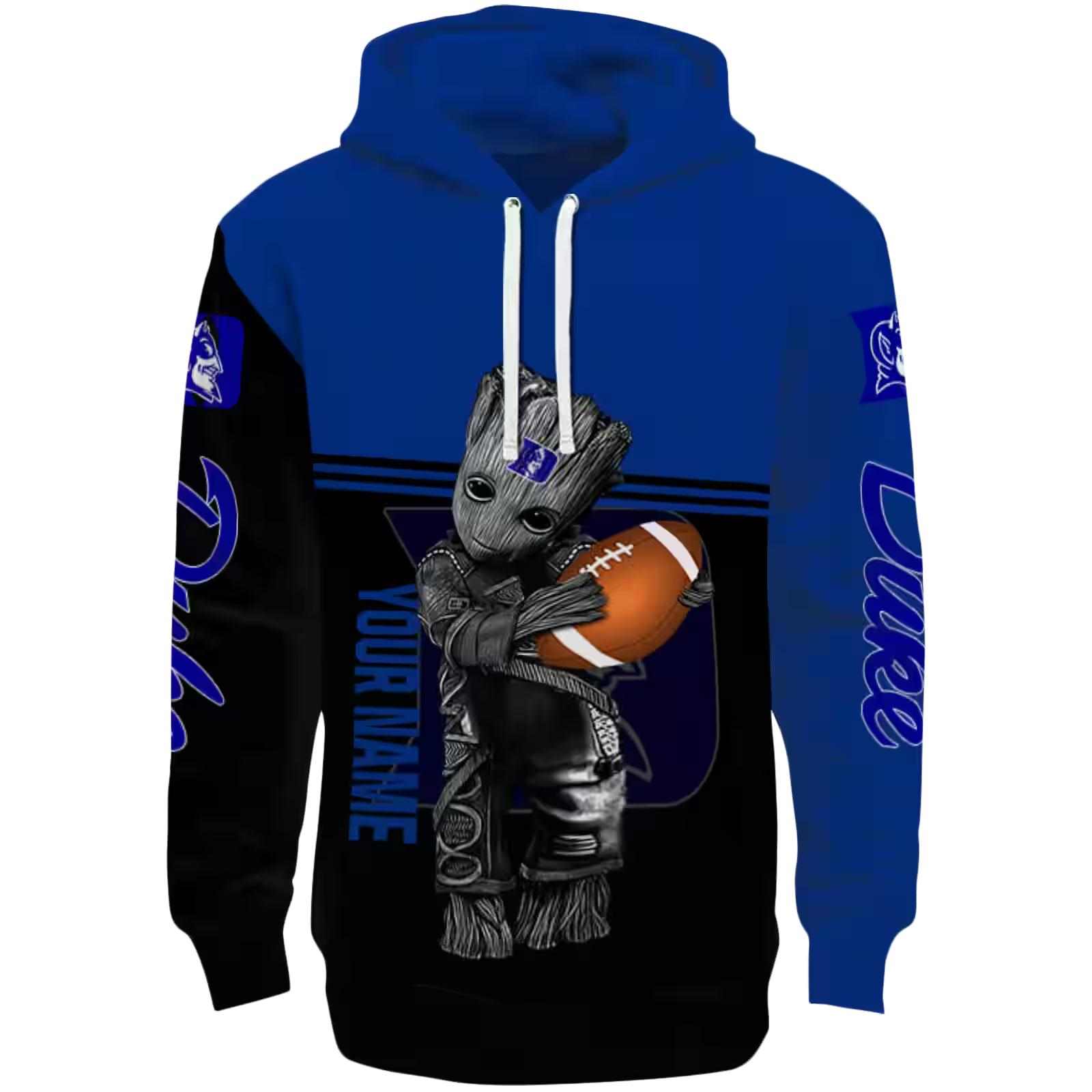 Customized Duke Blue Devils Baby Groot Blue Black Hoodie