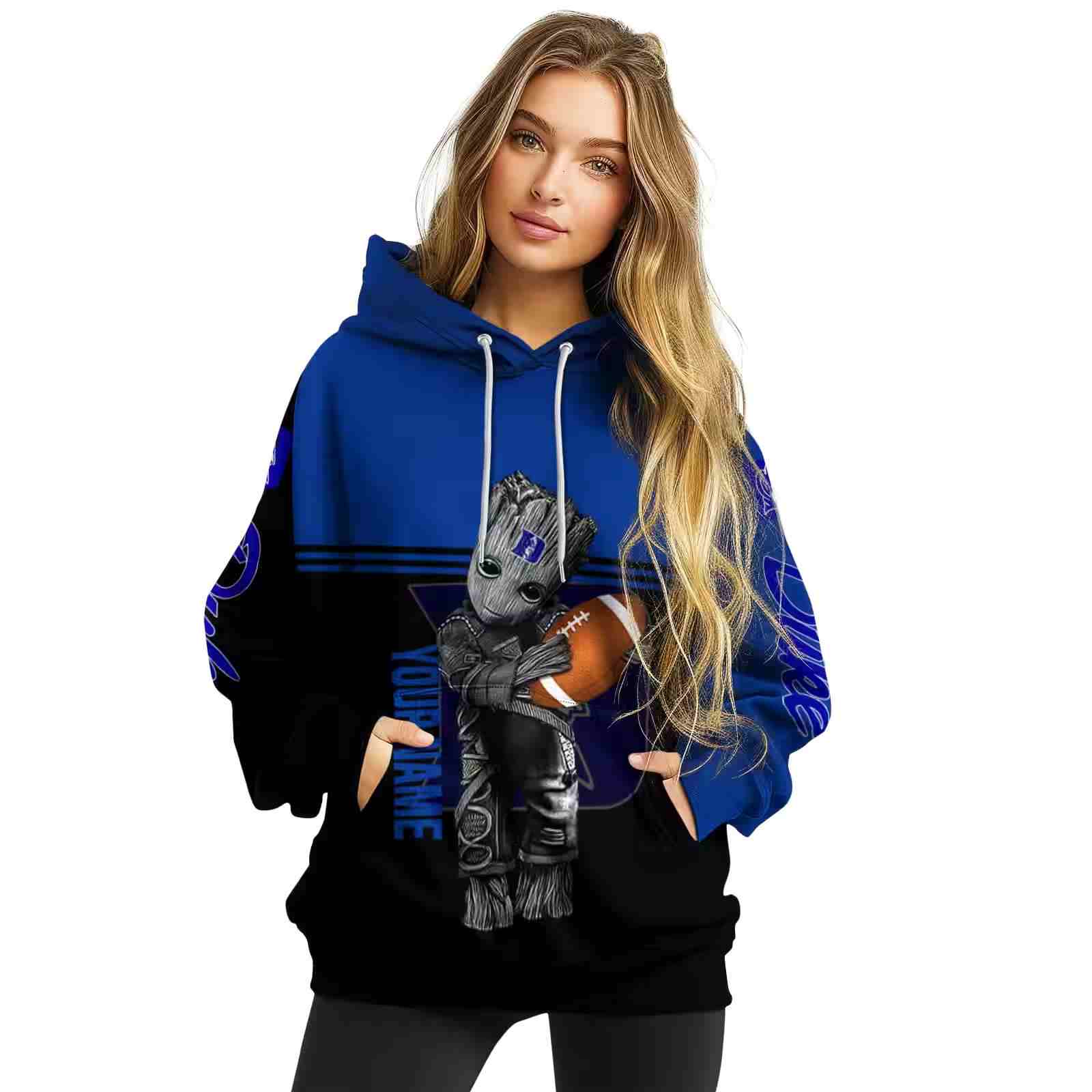 customized duke blue devils baby groot blue black hoodie high quality