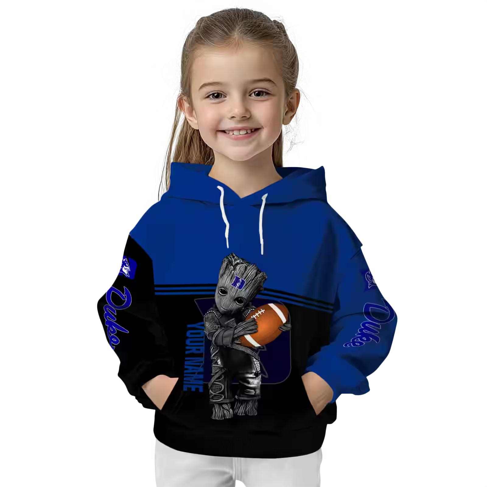 customized duke blue devils baby groot blue black hoodie top rated