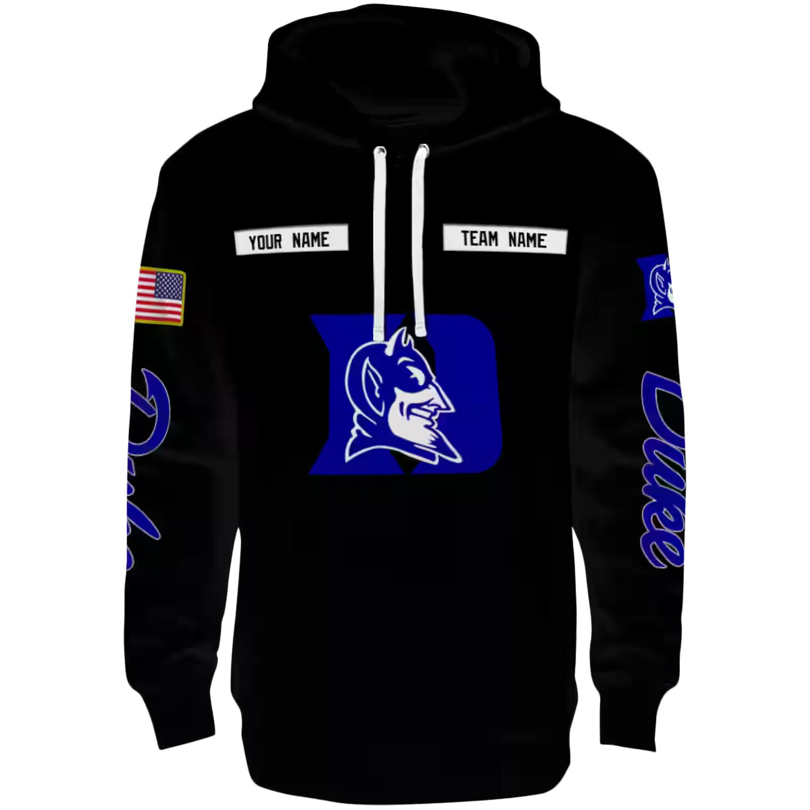 Customized Duke Blue Devils Punisher Skull Black Hoodie