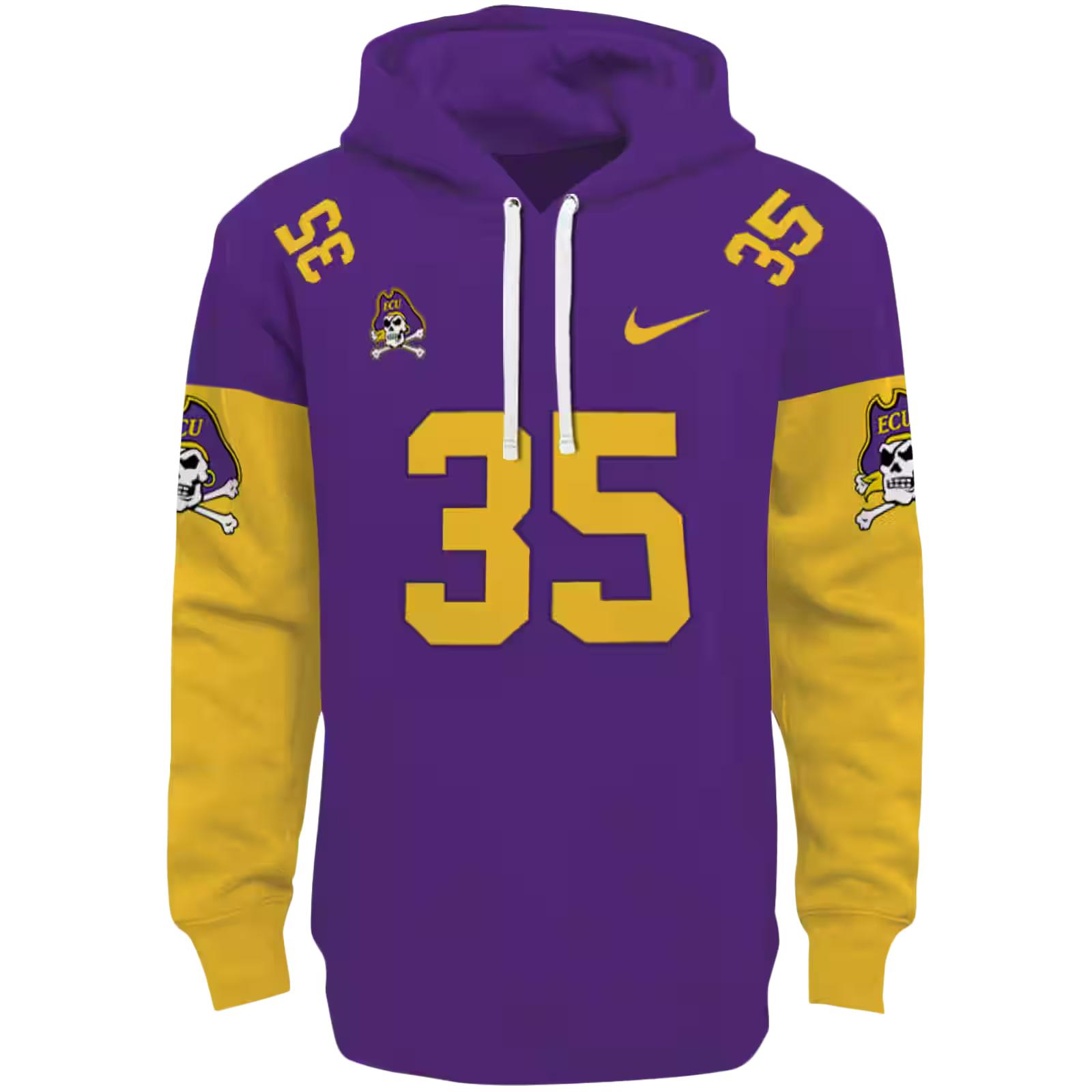 Customized East Carolina Pirates Minimal Design Purple Hoodie