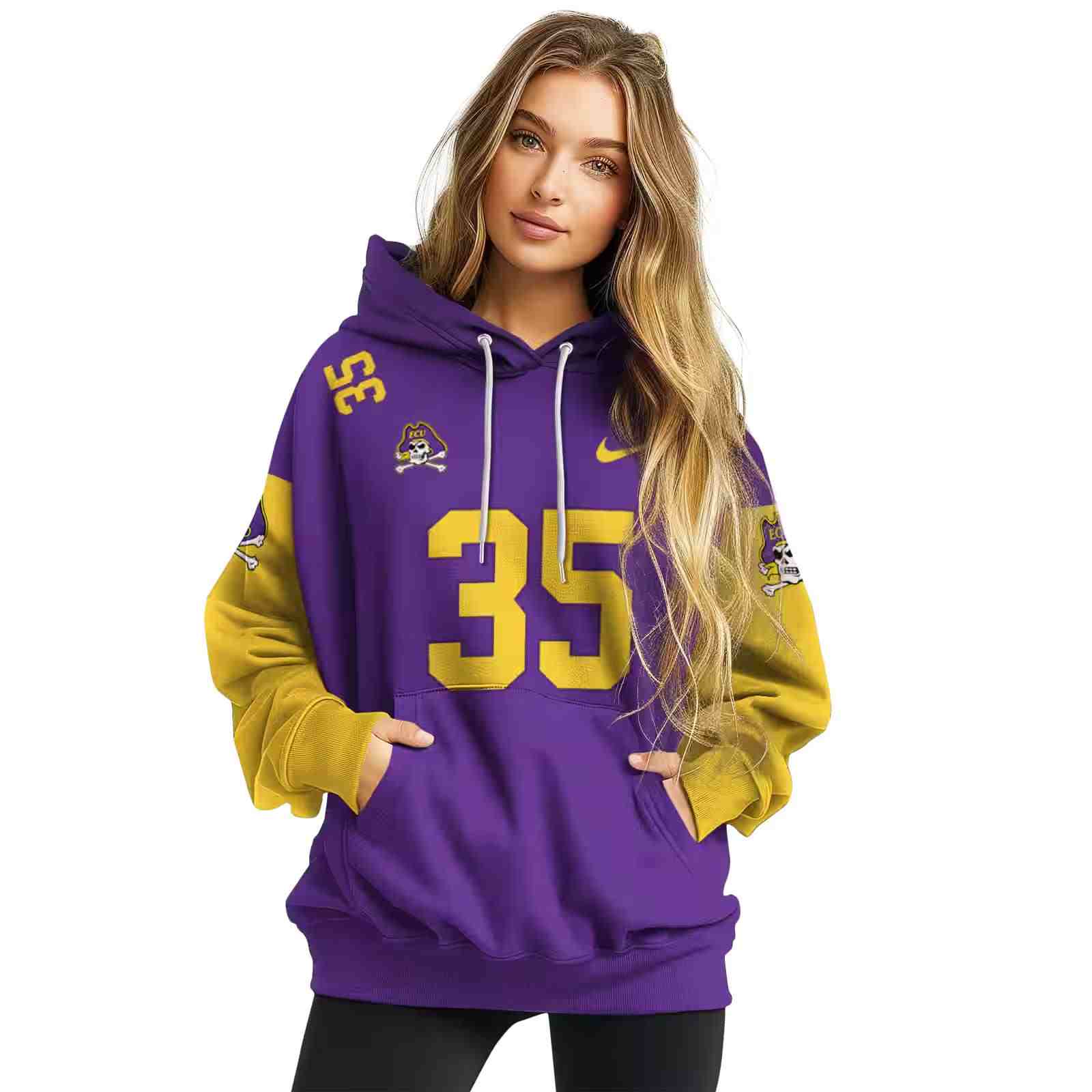 customized east carolina pirates minimal design purple hoodie high quality