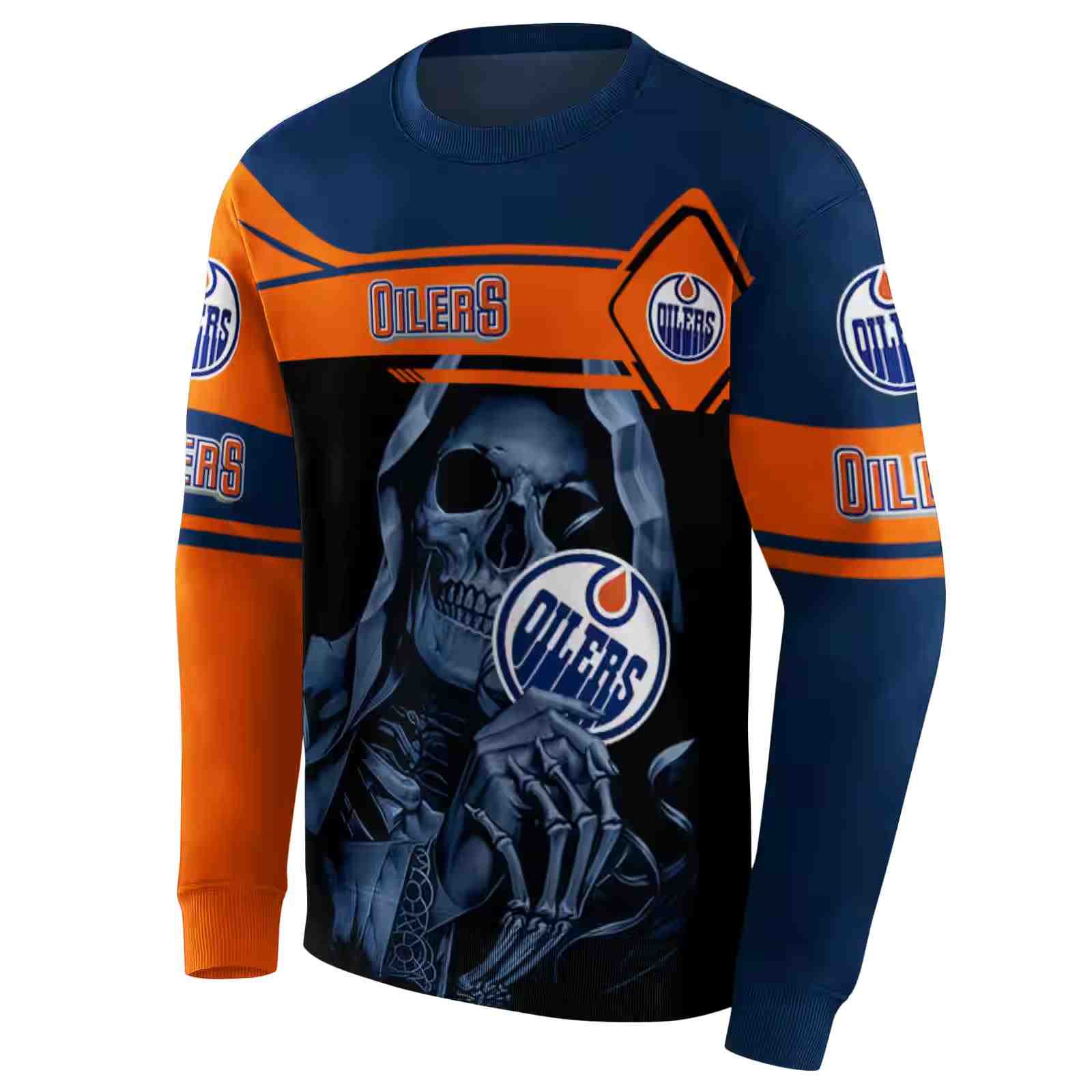 customized edmonton oilers grim reaper blue black hoodie new arrival