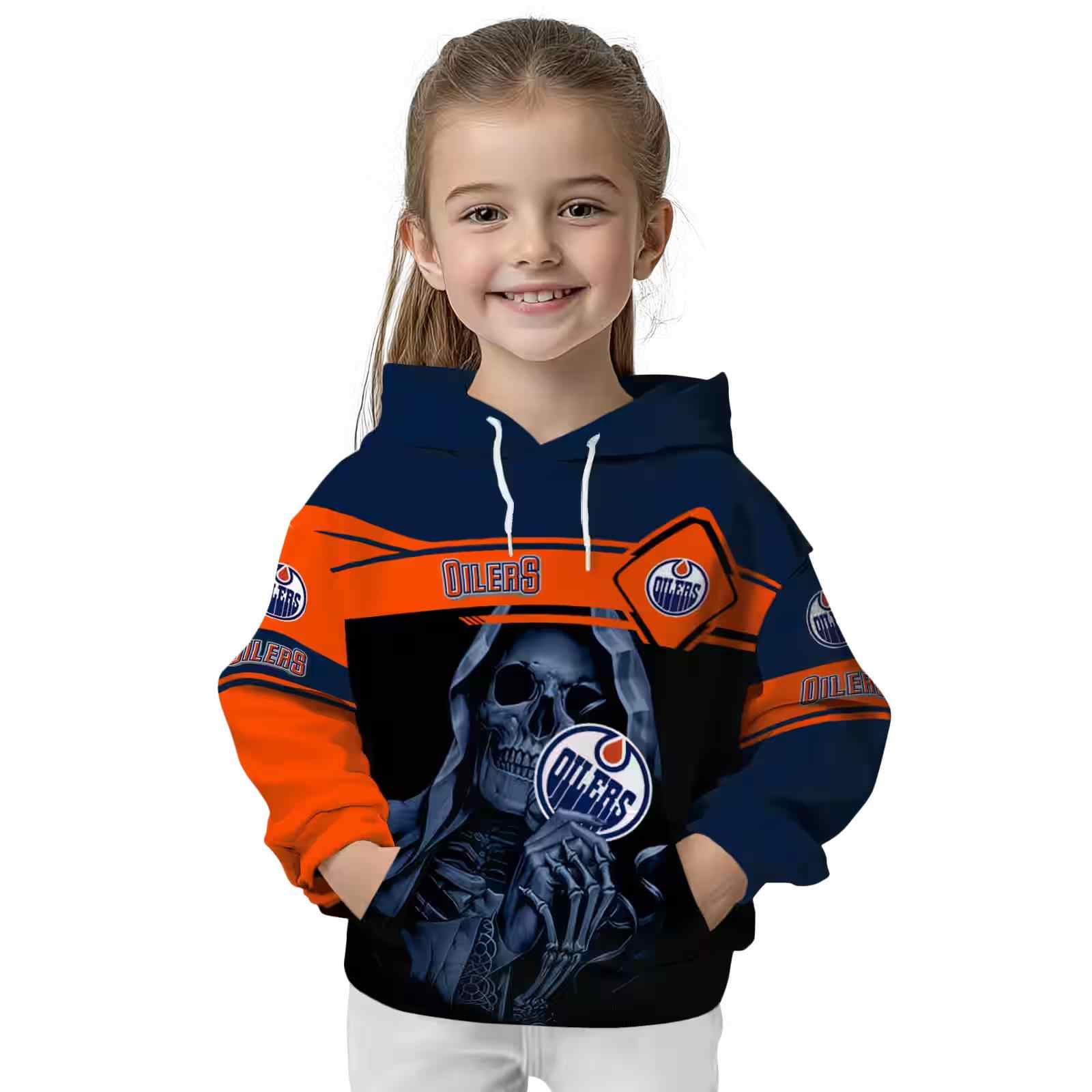 customized edmonton oilers grim reaper blue black hoodie top rated