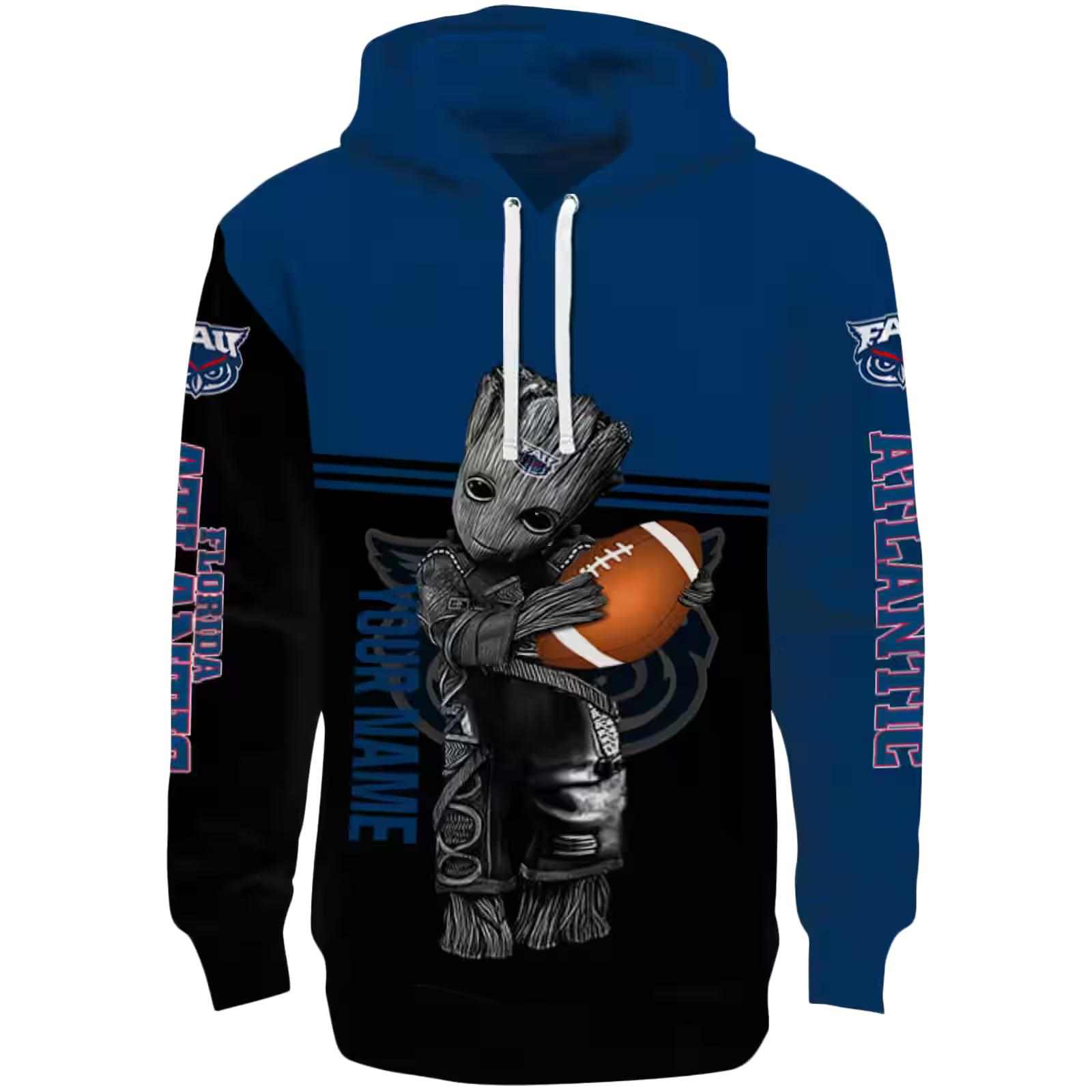 Customized Florida Atlantic Owls Baby Groot Blue Black Hoodie