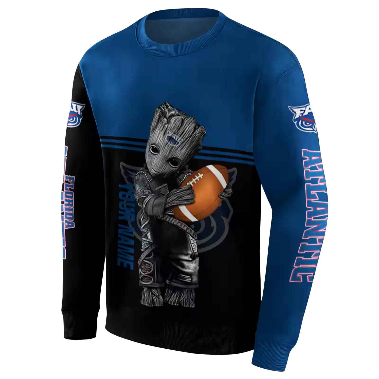 customized florida atlantic owls baby groot blue black hoodie new arrival