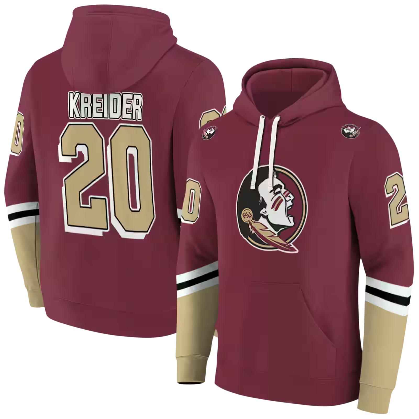 customized florida state seminoles striped sleeves garnet hoodie fashion forward