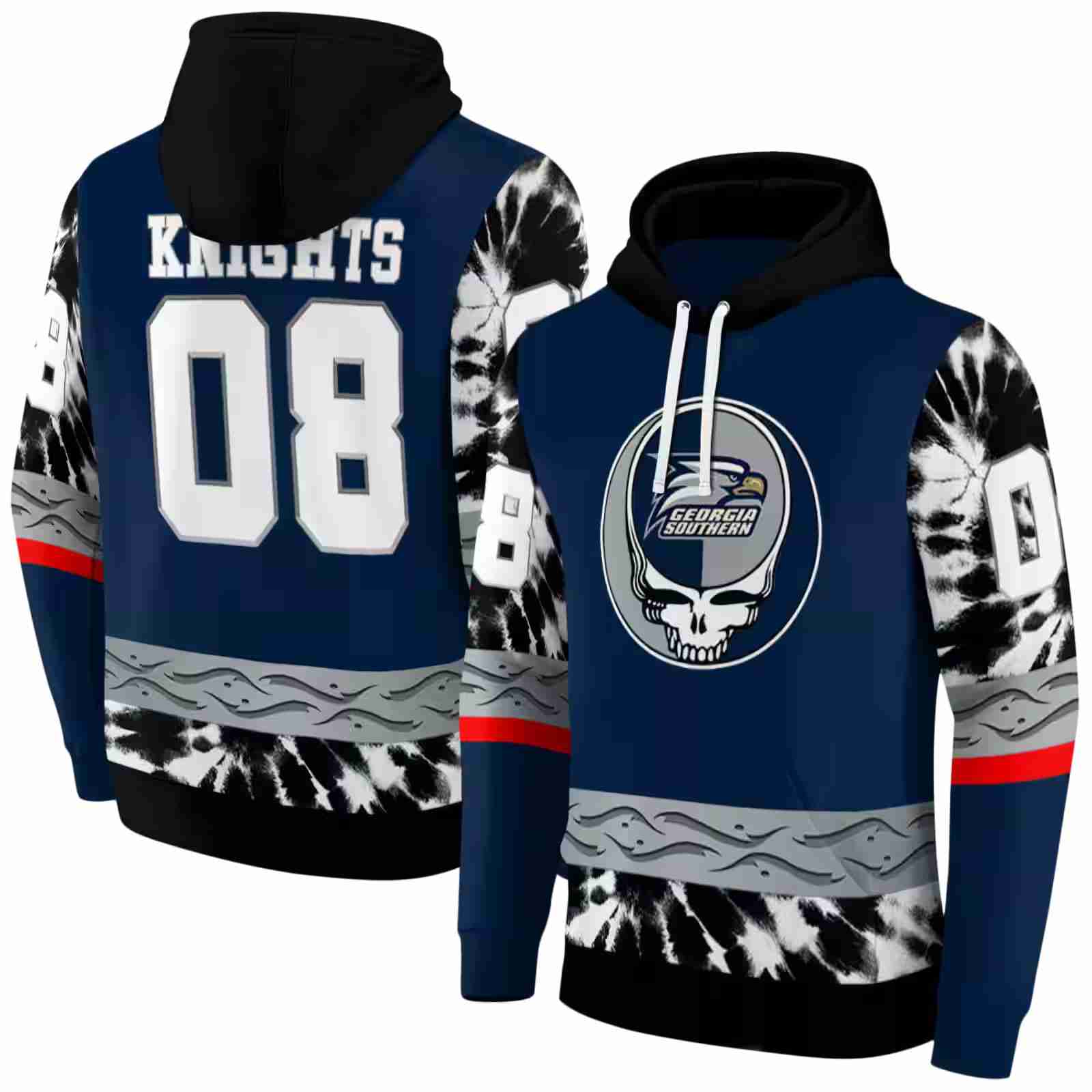 customized georgia southern eagles grateful vibes blue hoodie fashion forward