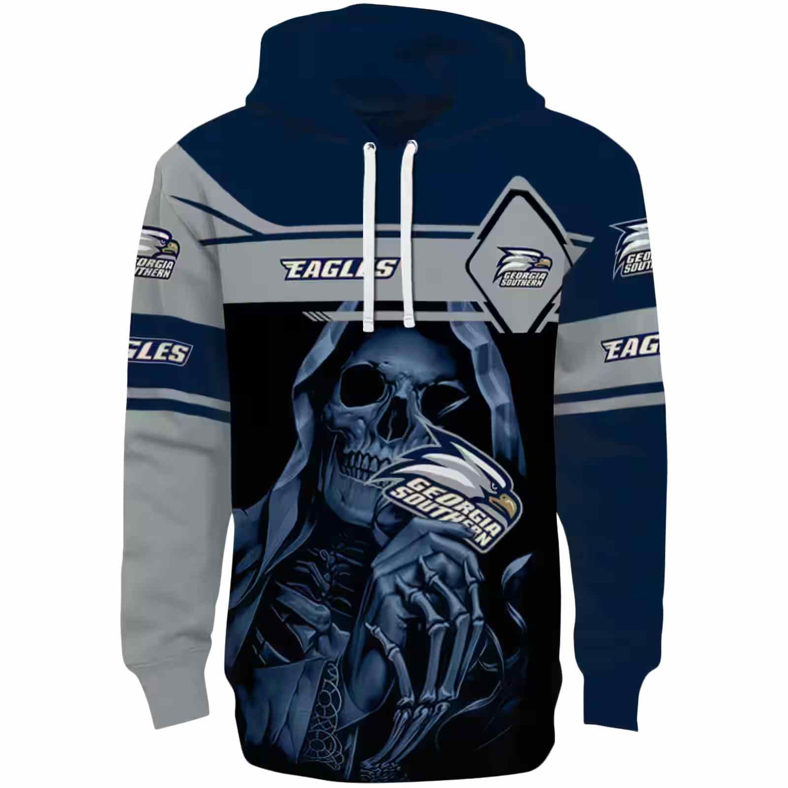 Customized Georgia Southern Eagles Grim Reaper Blue Black Hoodie
