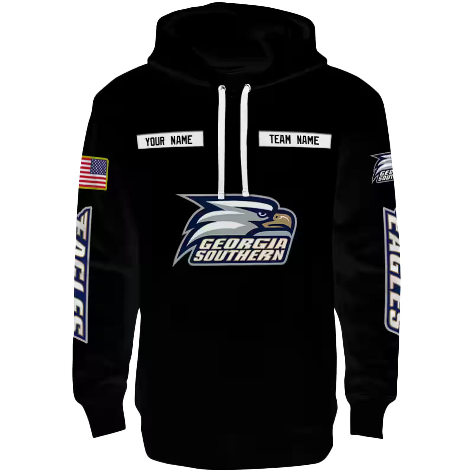 Customized Georgia Southern Eagles Punisher Skull Black Hoodie