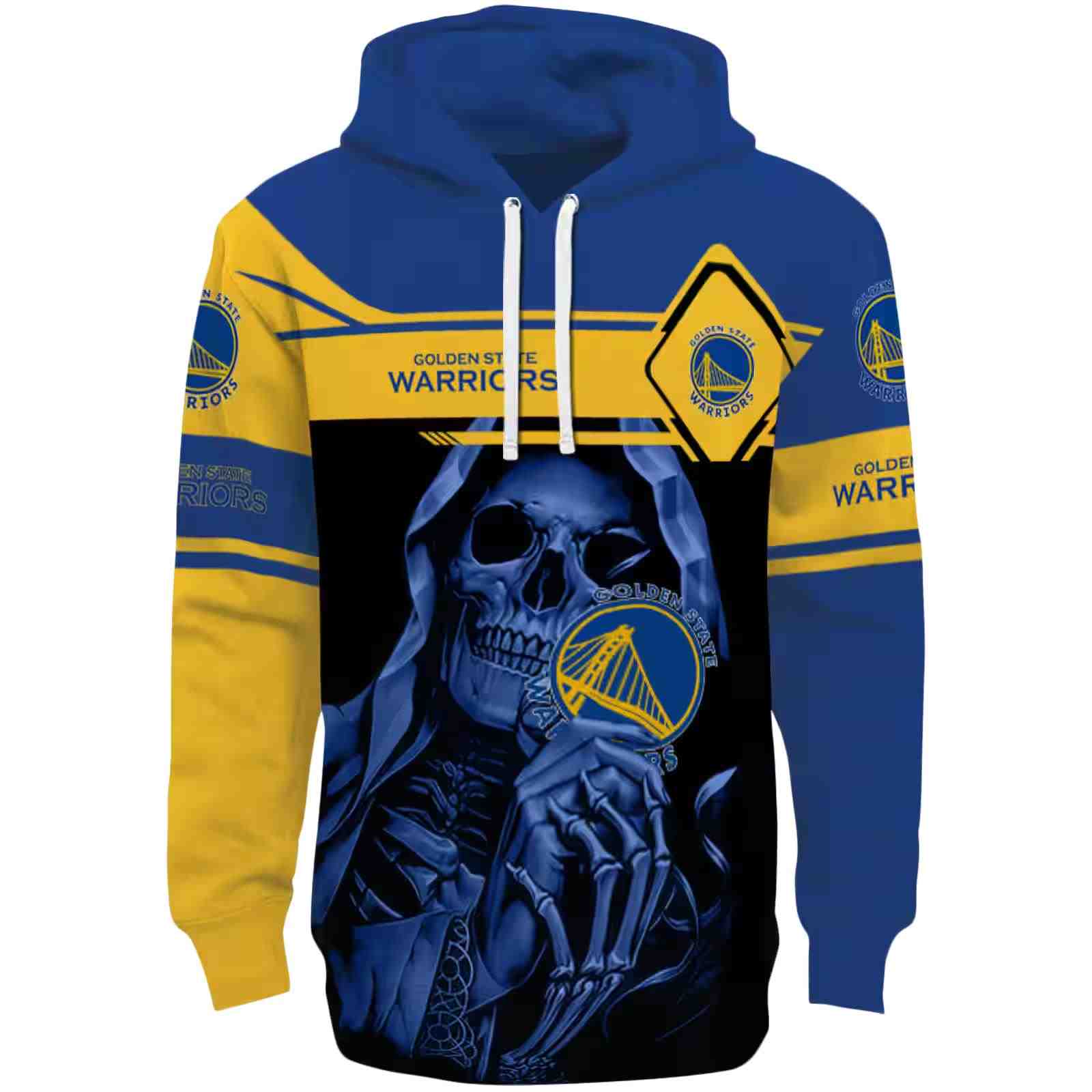 Customized Golden State Warriors Grim Reaper Blue Black Hoodie