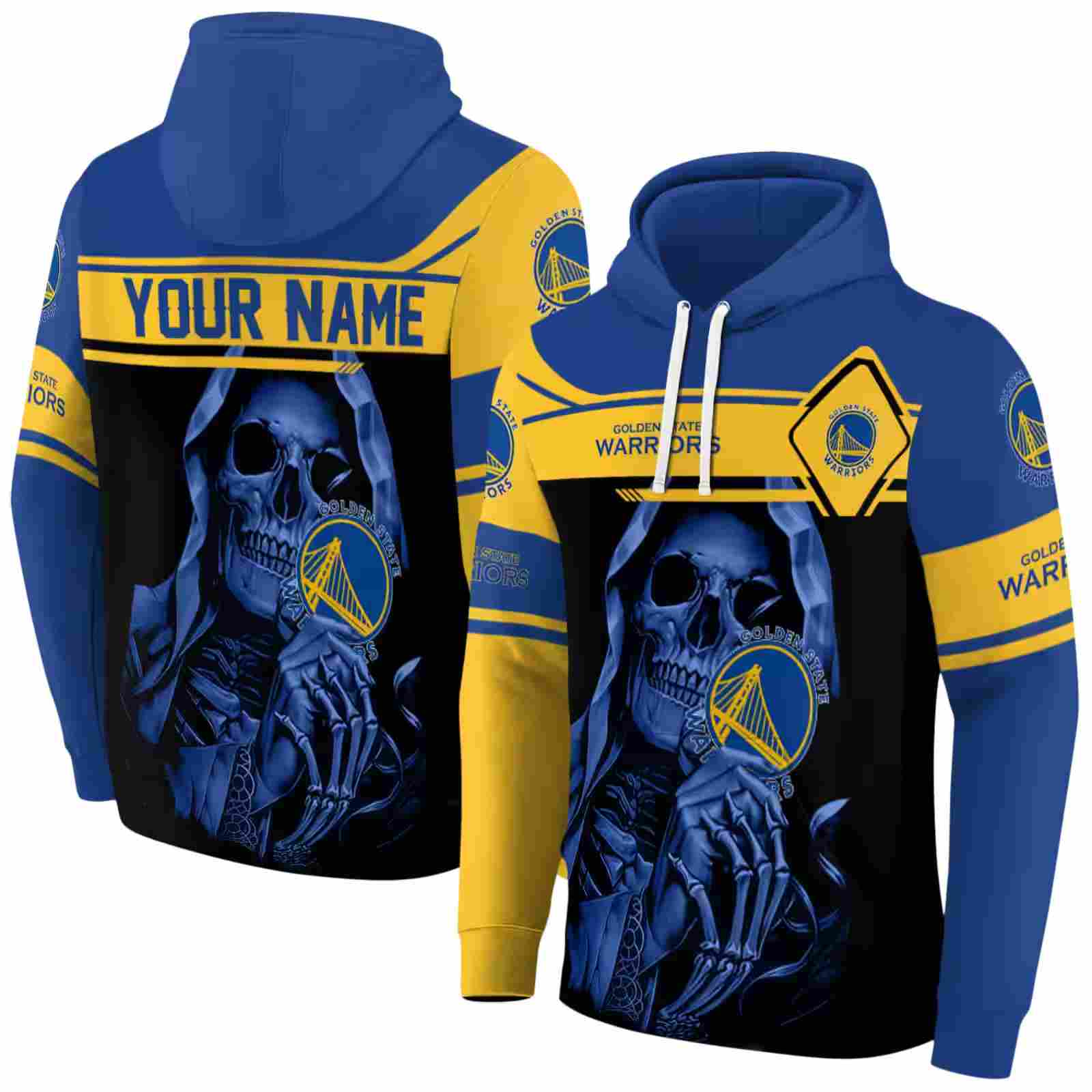 customized golden state warriors grim reaper blue black hoodie fashion forward