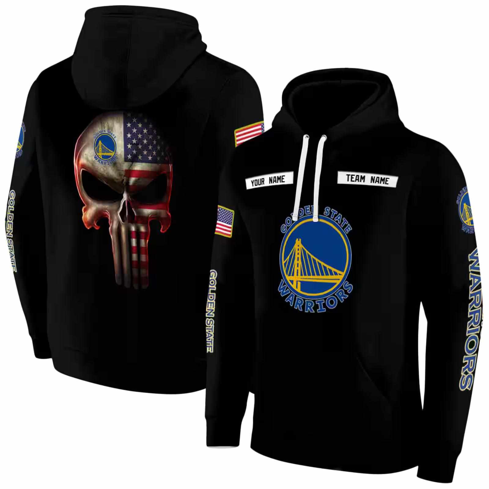 customized golden state warriors punisher skull black hoodie fashion forward