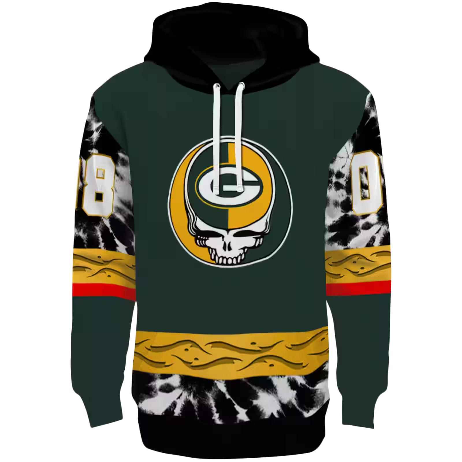 Customized Green Bay Packers Grateful Vibes Green Hoodie