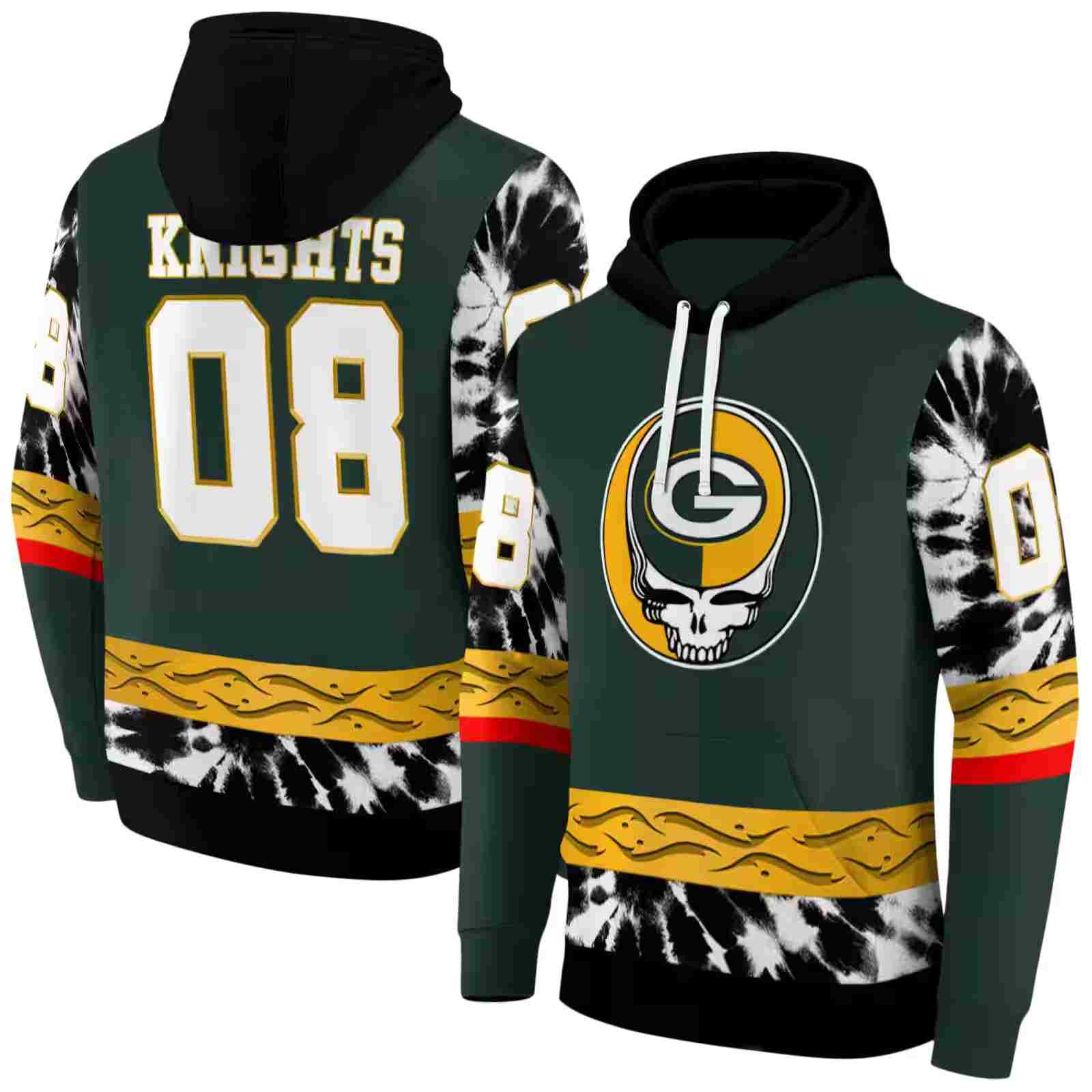 customized green bay packers grateful vibes green hoodie fashion forward