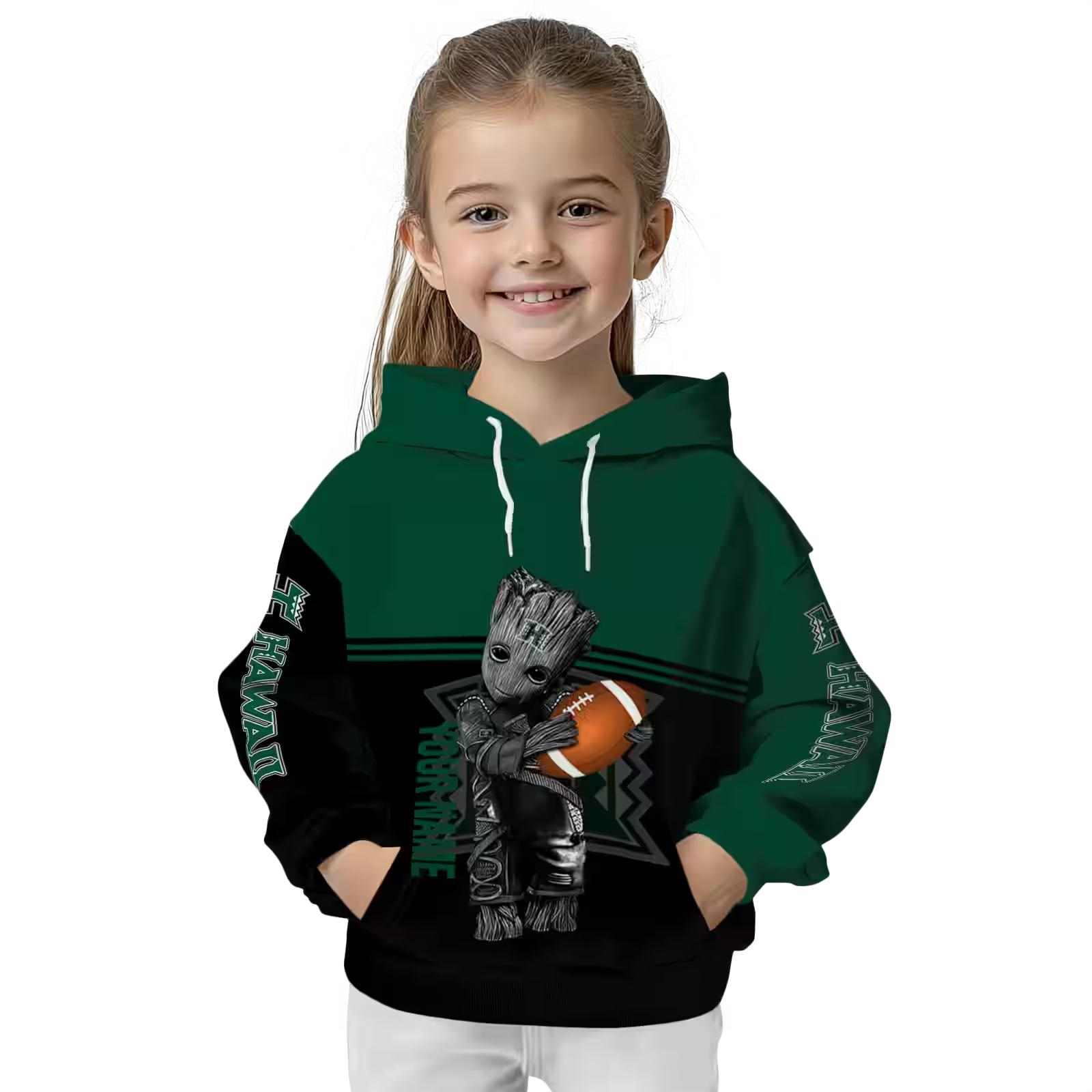 customized hawaii rainbow warriors baby groot green black hoodie top rated