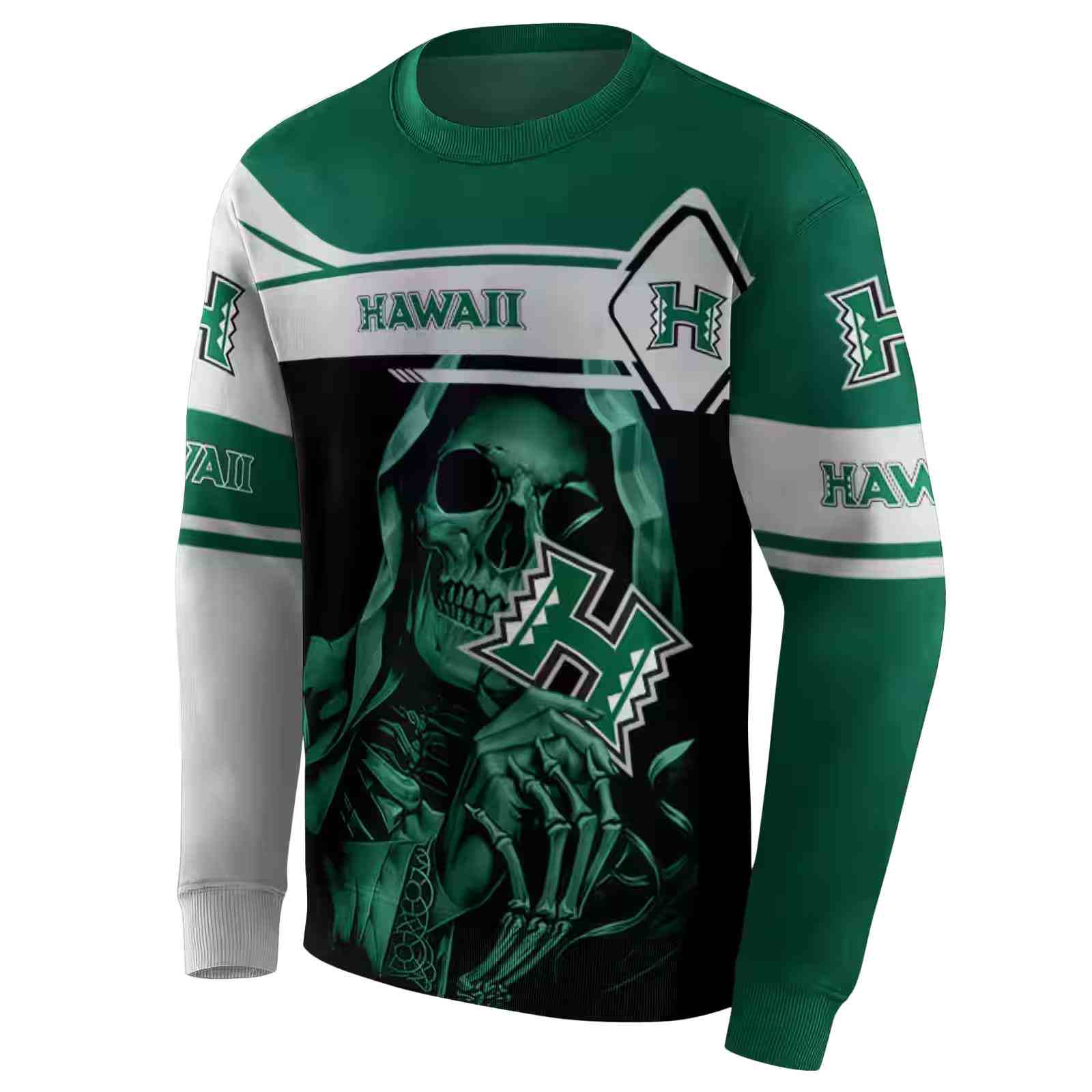 customized hawaii rainbow warriors grim reaper green black hoodie new arrival