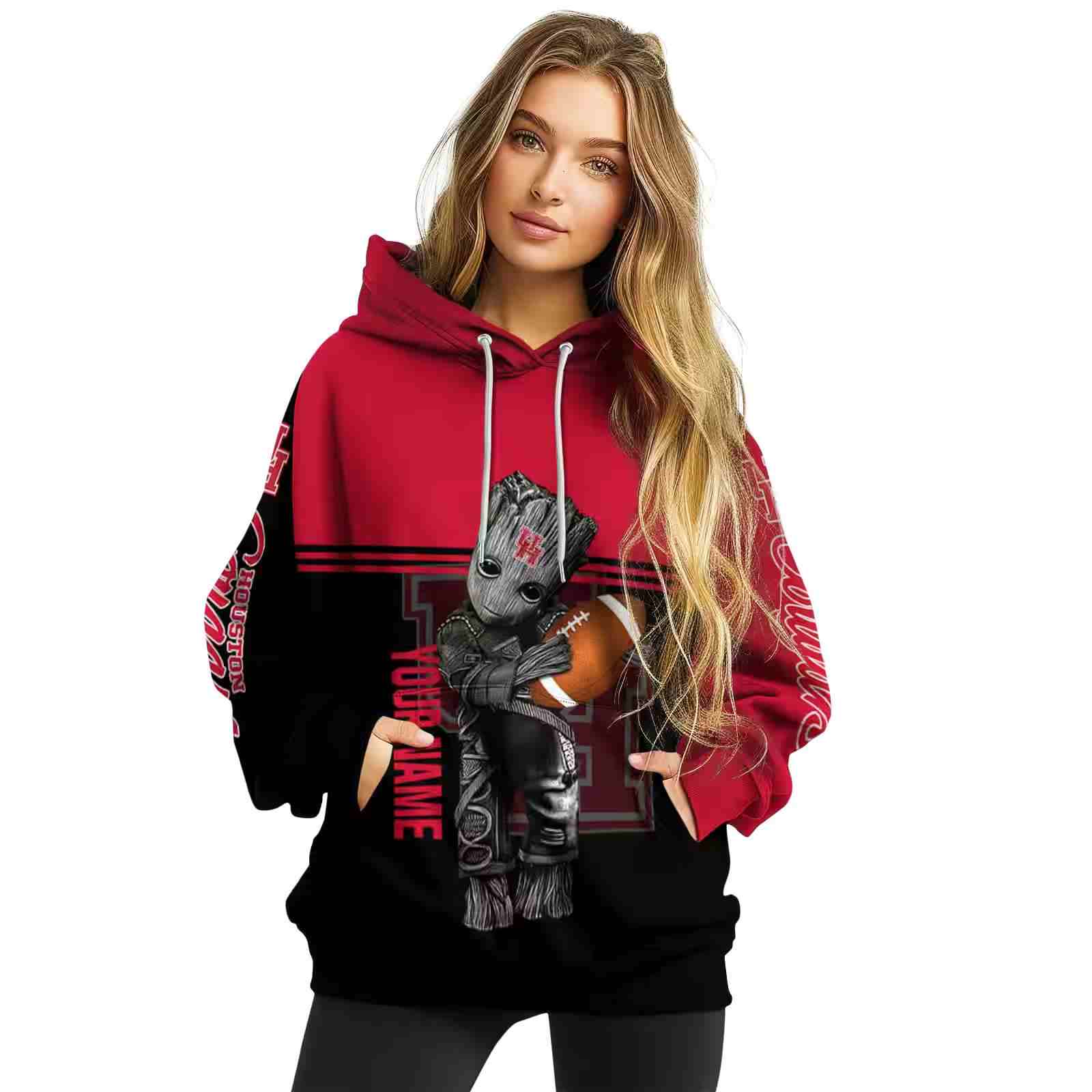 customized houston cougars baby groot red black hoodie high quality