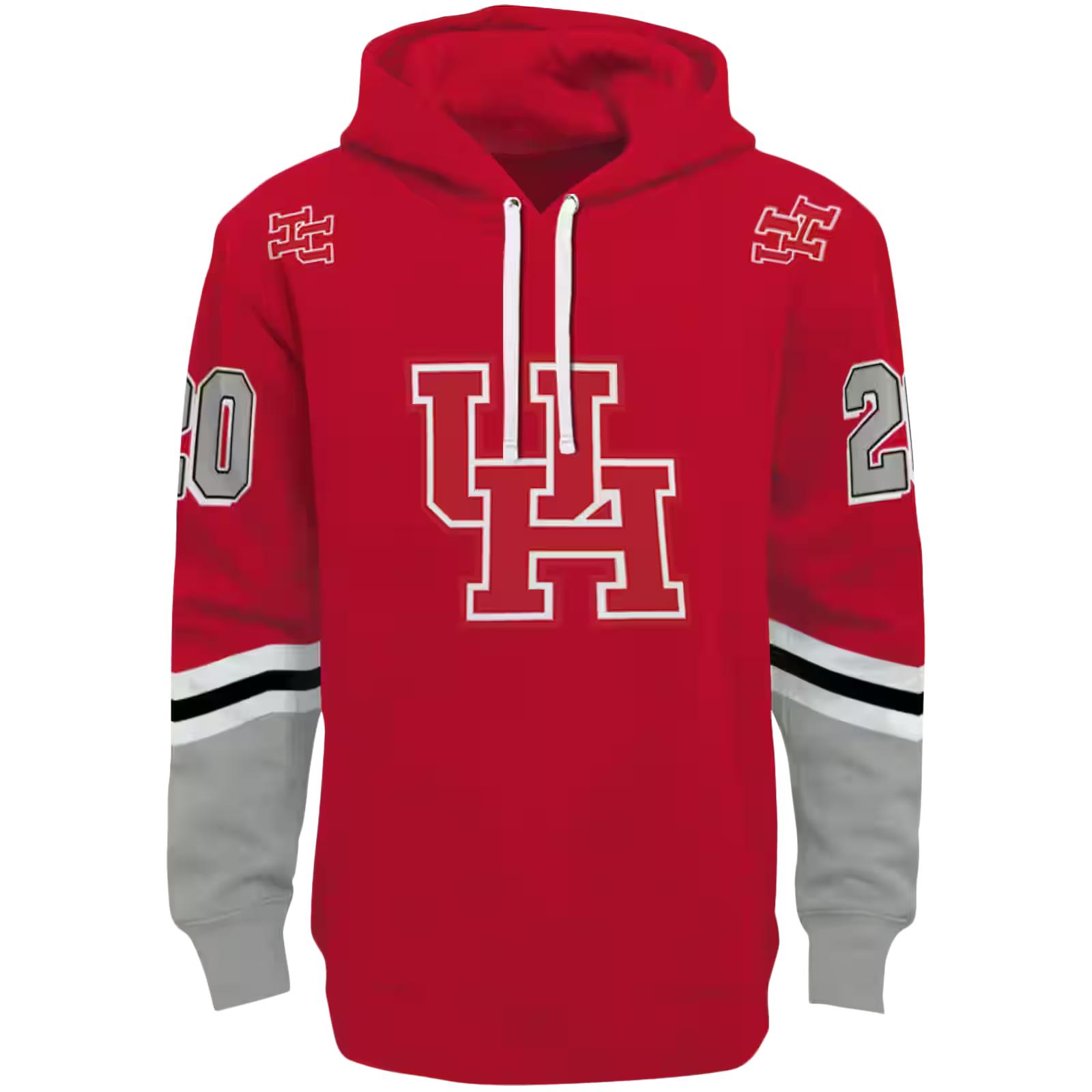 Customized Houston Cougars Striped Sleeves Red Hoodie