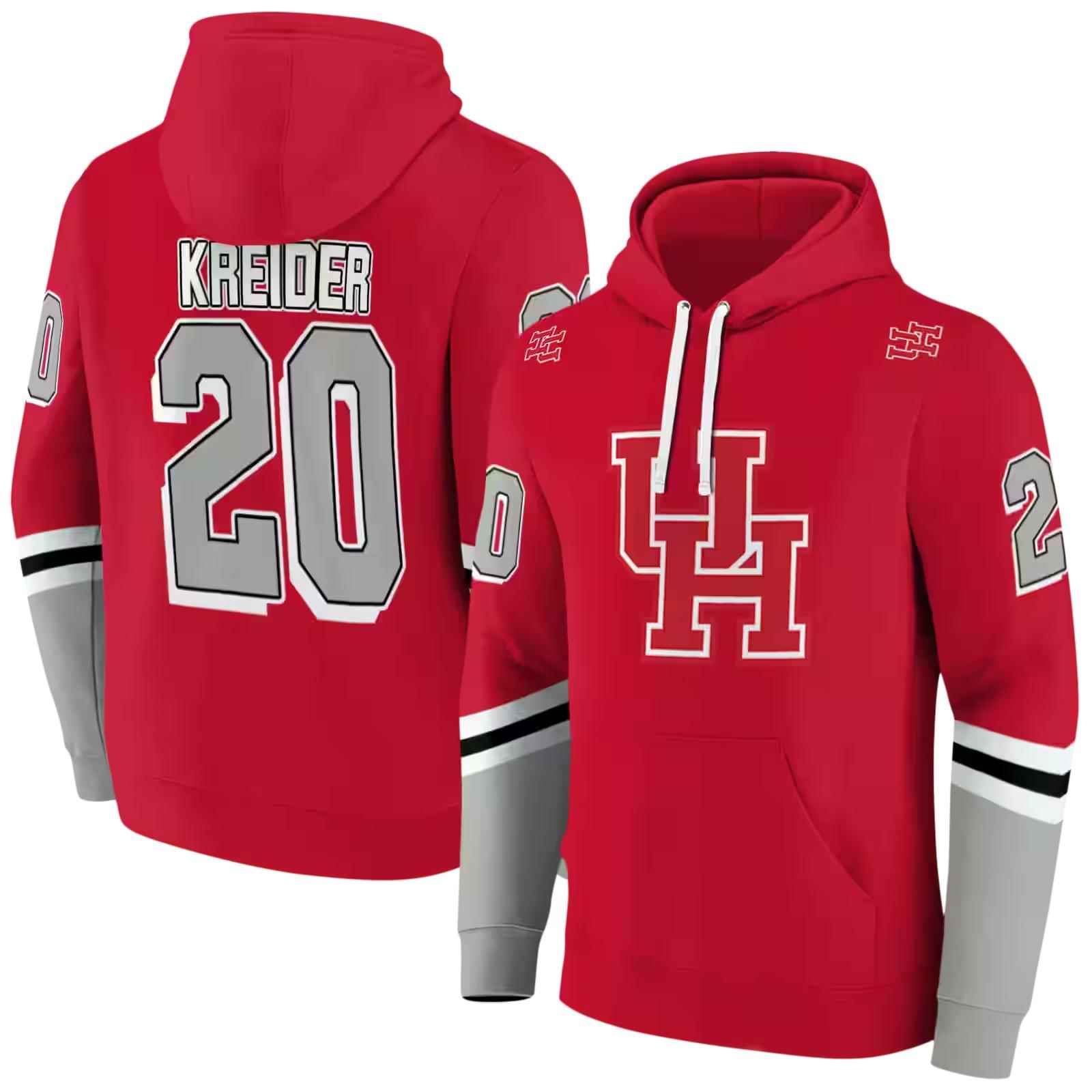 customized houston cougars striped sleeves red hoodie fashion forward